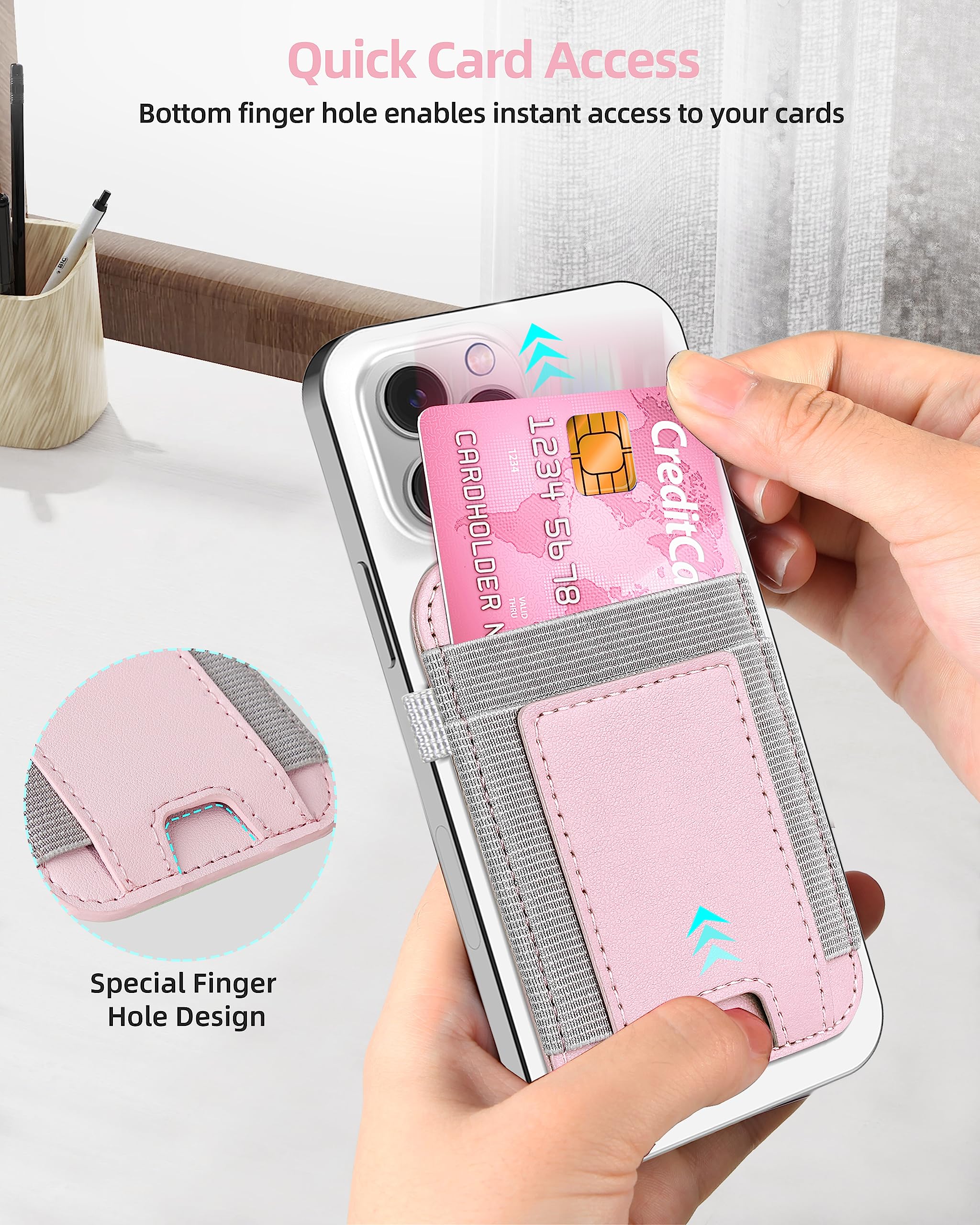 Extrelife Magsafe Wallet For Iphone 14 Pro, Pink, Unisex, Faux Leather, Magnetic, Strong Magnets, 2 7 Card Slot, Cash, Easy Acce