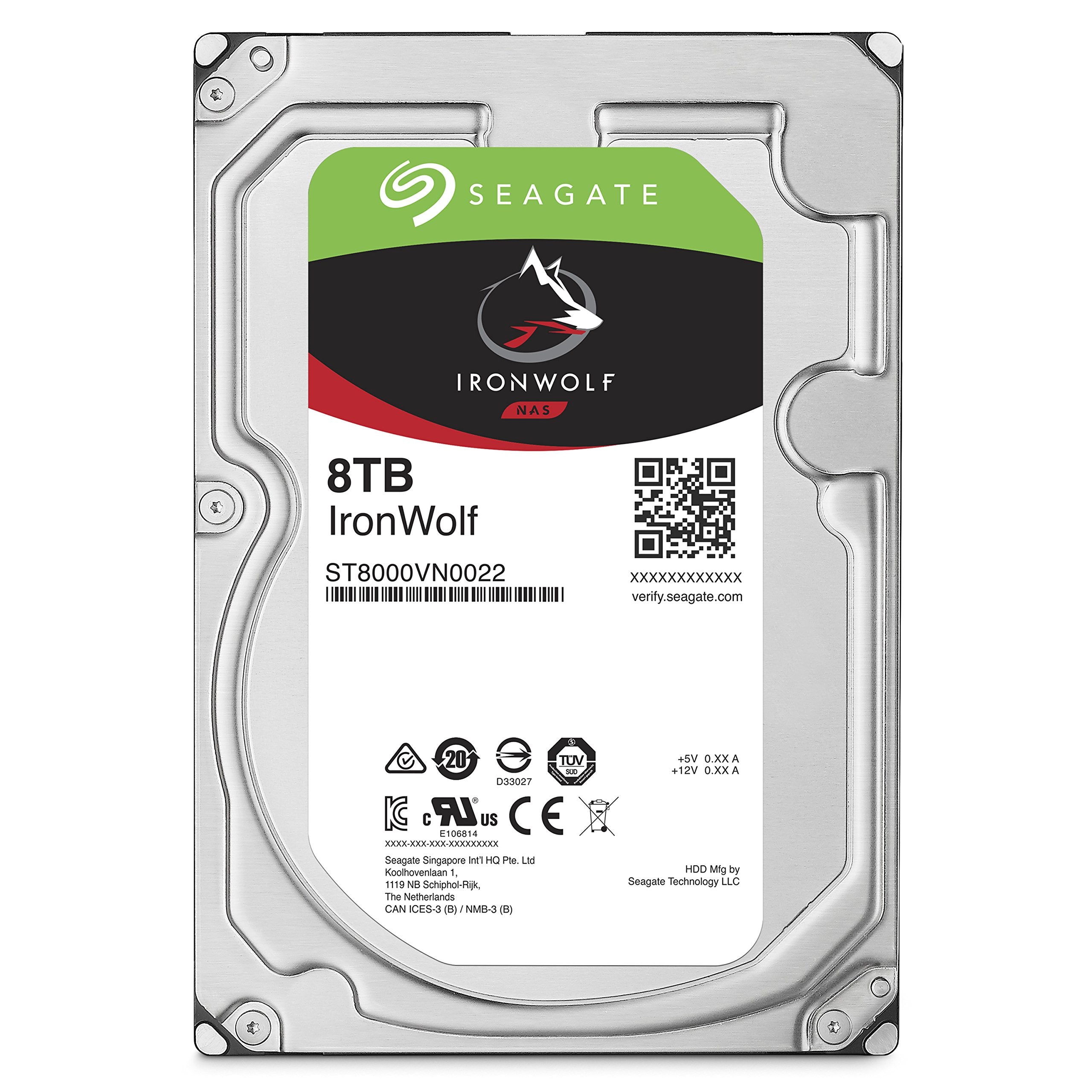 Seagate IronWolf 8Tb NAS Internal Hard Drive HDD � 3.5 Inch SATA 6GB/S 7200 RPM 256MB Cache for Raid Network Attached Storage (ST8000VN0022),Silver