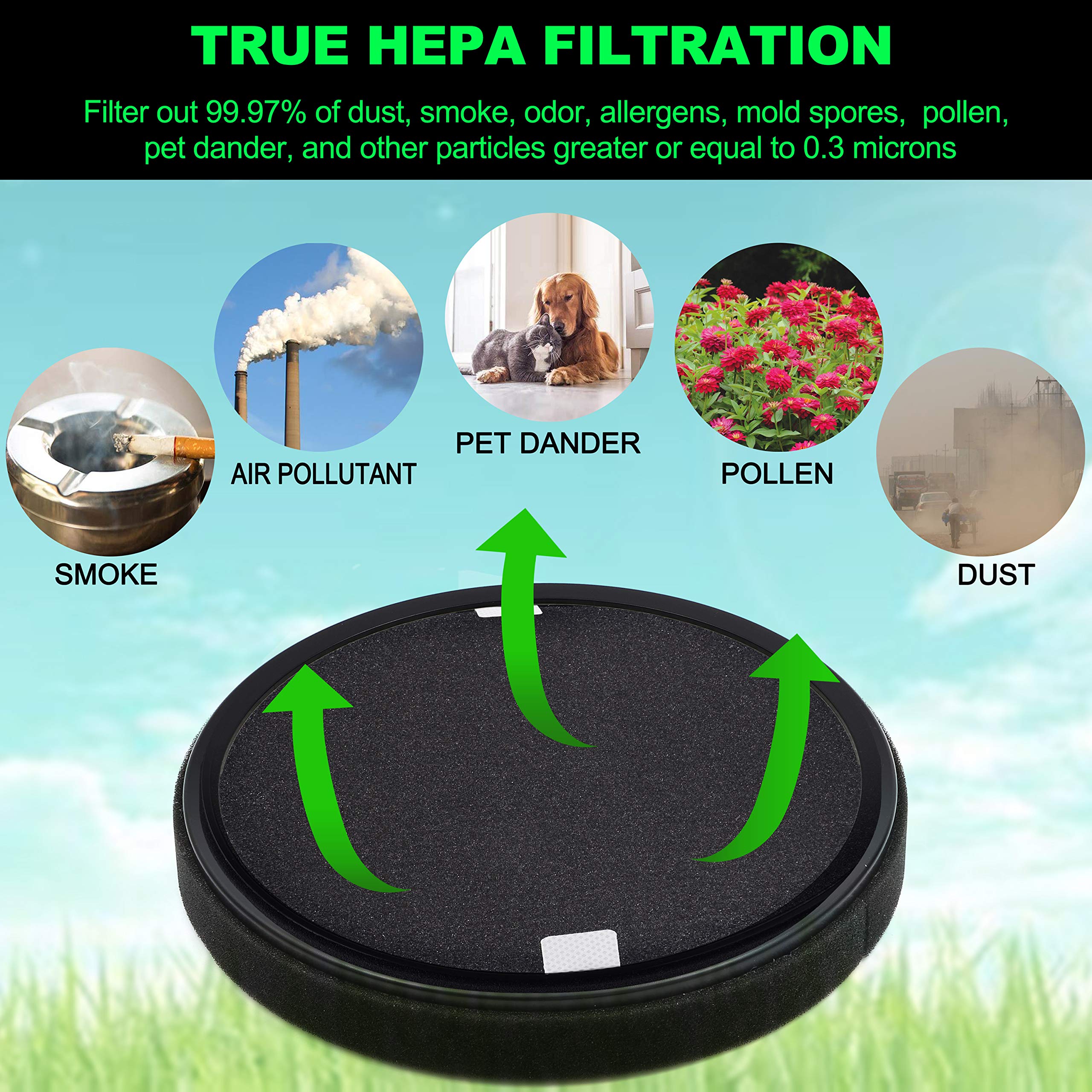 Flintar Halo H13 True Hepa Replacement Filter, Compatible With Pure Enrichment Purezone Halo Air Purifier Peairdsk (2 Pack)