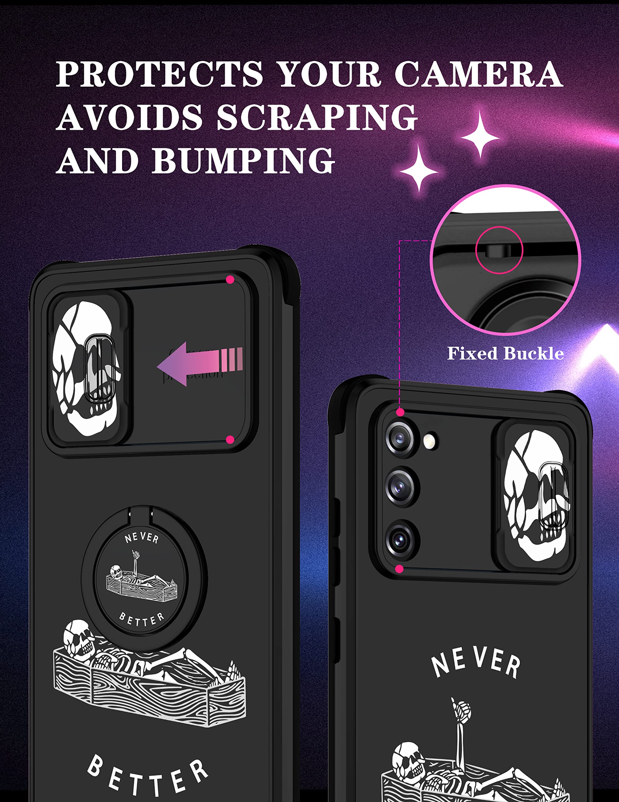 Goocrux [2In1 For Samsung Galaxy S20 Fe 5G Case Skull Skeleton Women Girls Cute Gothic Phone Cover Horror With Slide Camera Cove
