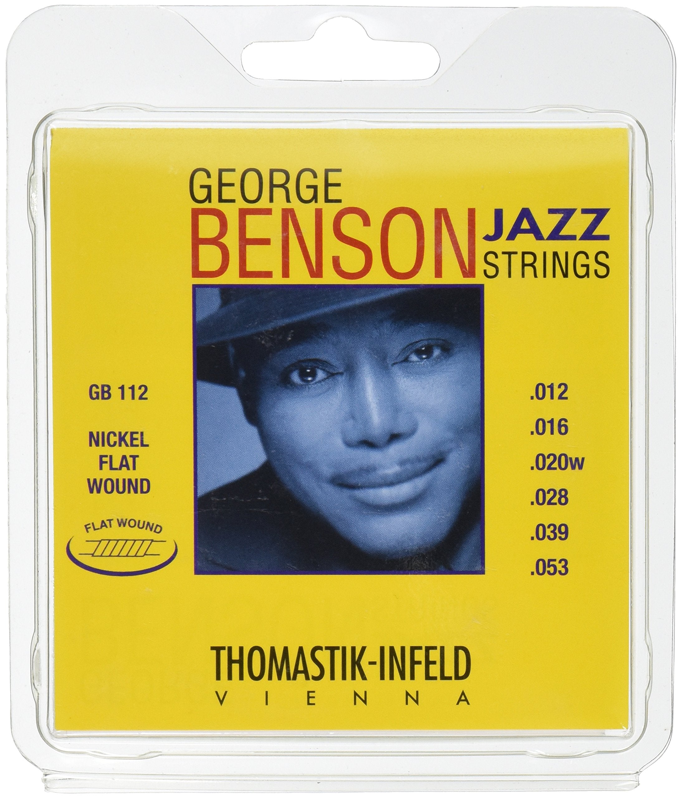 Thomastik Infeld Gb112 Jazz Guitar Strings: George Benson 6 String Set   Pure Nickel Flat Wounds E, B, G, D, A, E Set