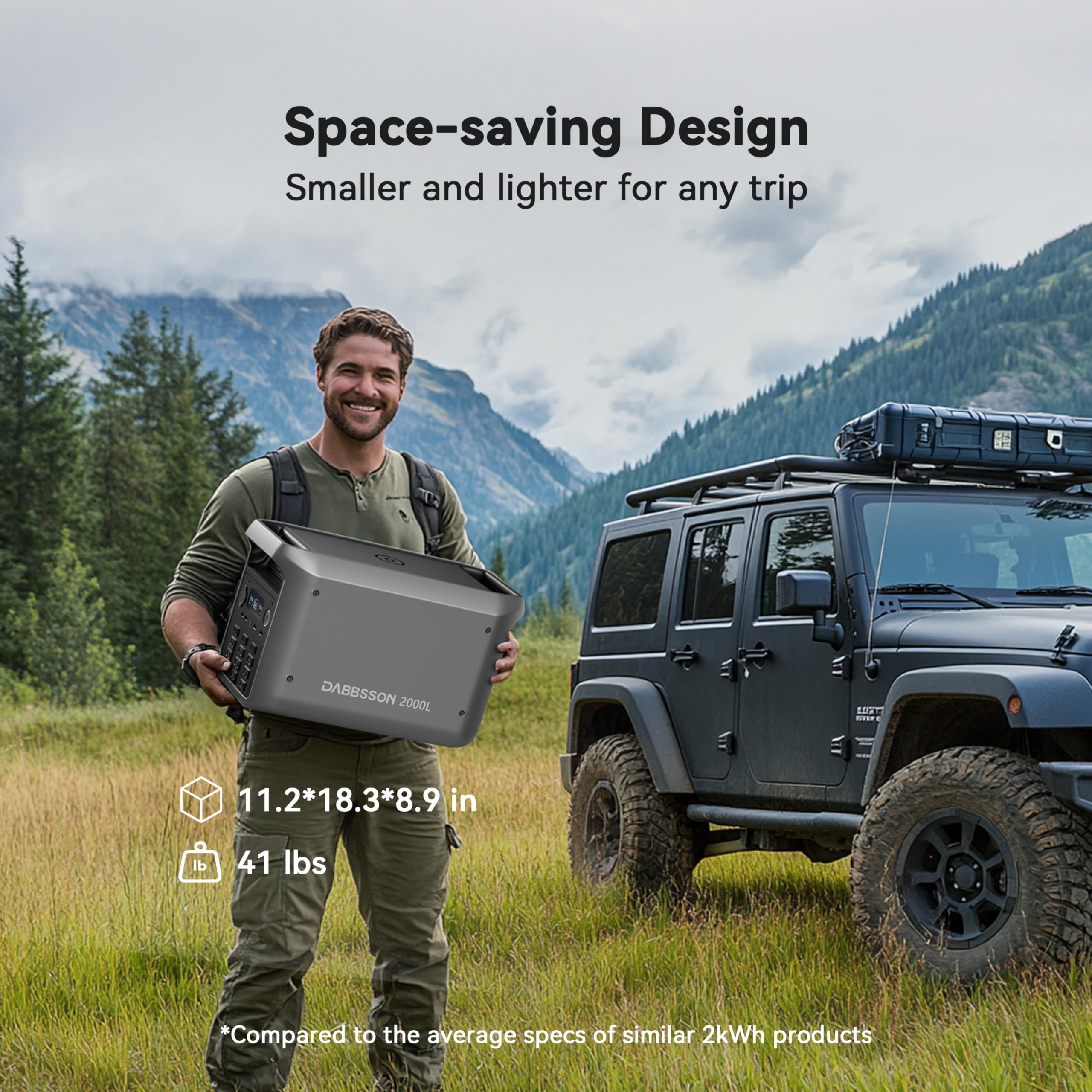 Dabbsson 2000L Solar Generator With 420W Solar Panel, 2048Wh Semi-Solid Lifepo4 Battery W/6 2200W Ac Output, Compact&Lightweight