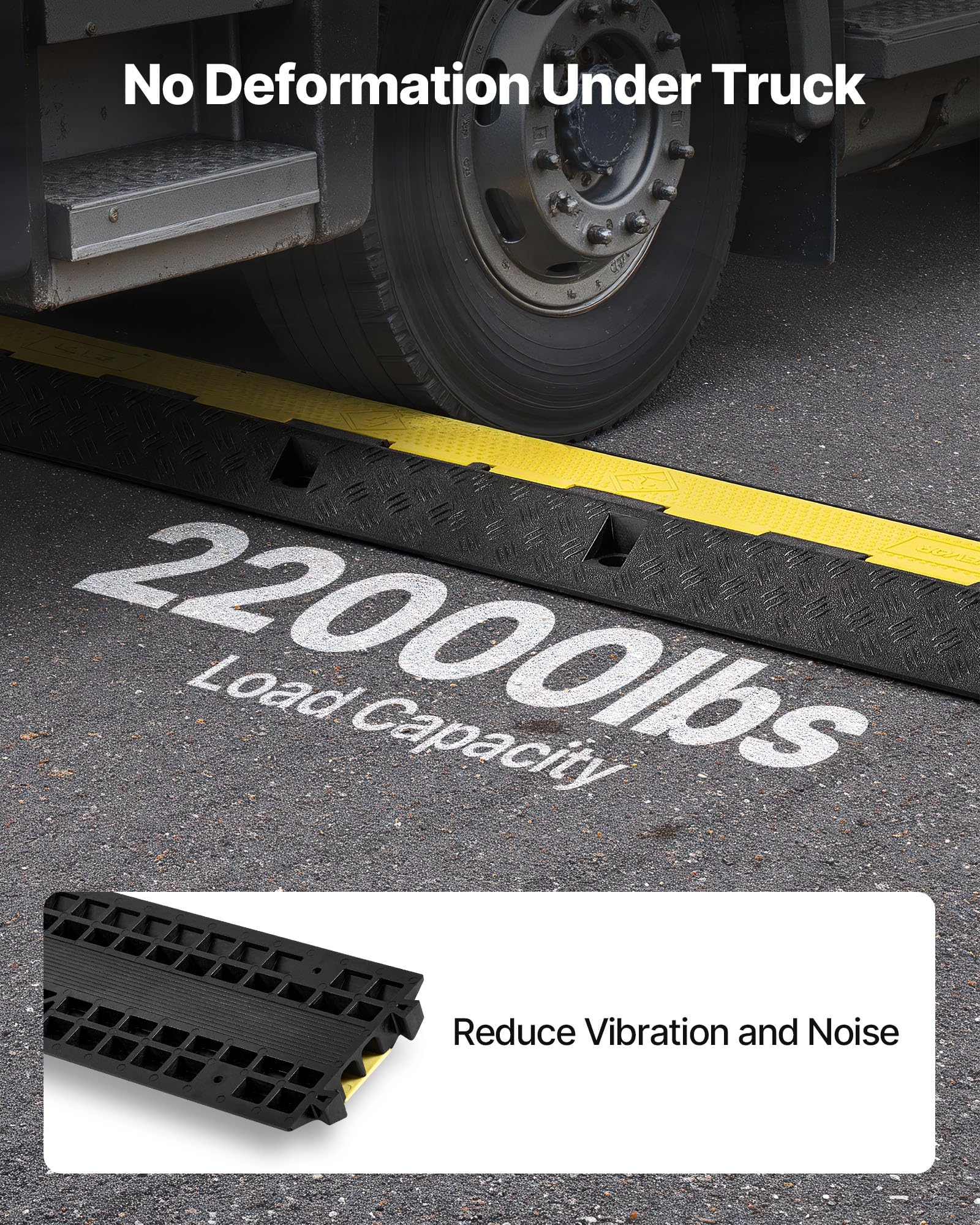 Vevor Cable Protector Ramp, 1 Channel Heavy Duty 39.37 Rubber Cord Hose Wire Cover, 2.76W X 1.97H Channel Size, Traffic Sp