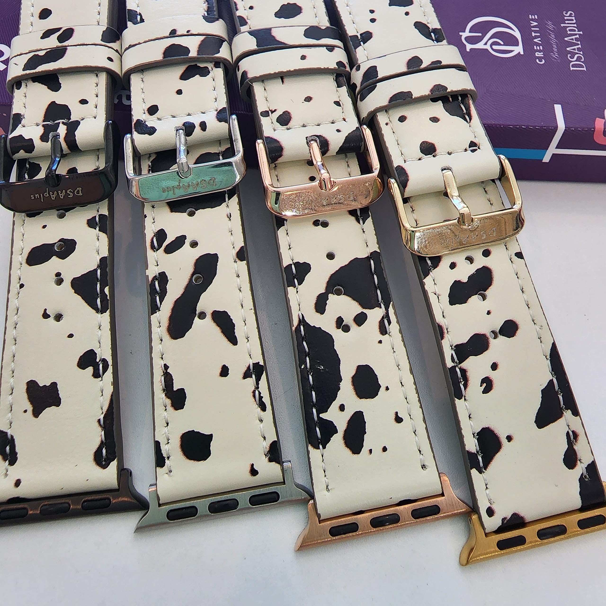 Dsaaplus Furry Cow Leather Band For Apple Watch Band 38Mm 40Mm 41Mm 42Mm 44Mm 45Mm 49Mm, Ultra2 1 Replacement Iwatch Strap~(42/4