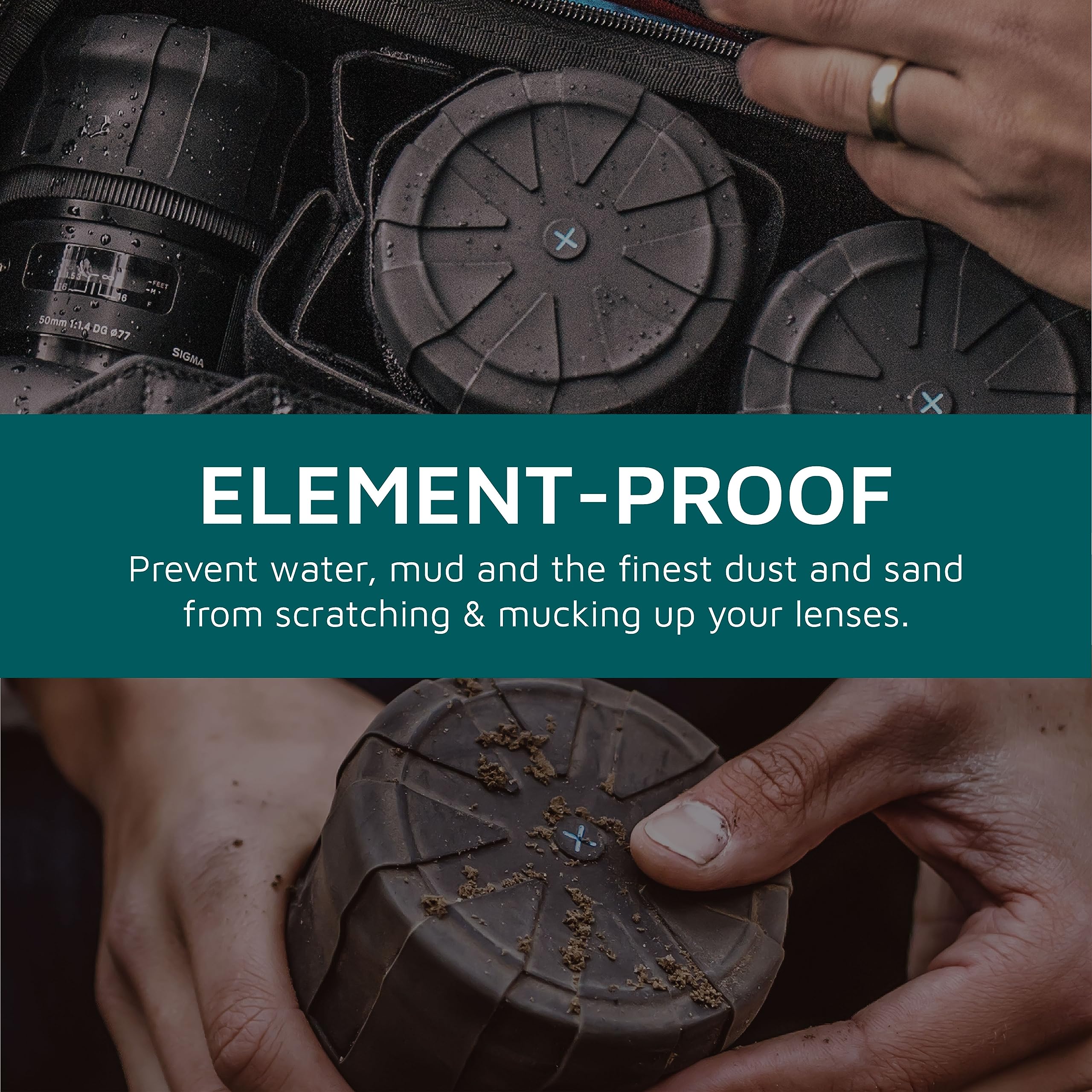 Kuvrd - Universal Lens Cap, Version 1 - Fits 99% Dslr Lenses, Element Proof, Lifetime Coverage, 2-Pack