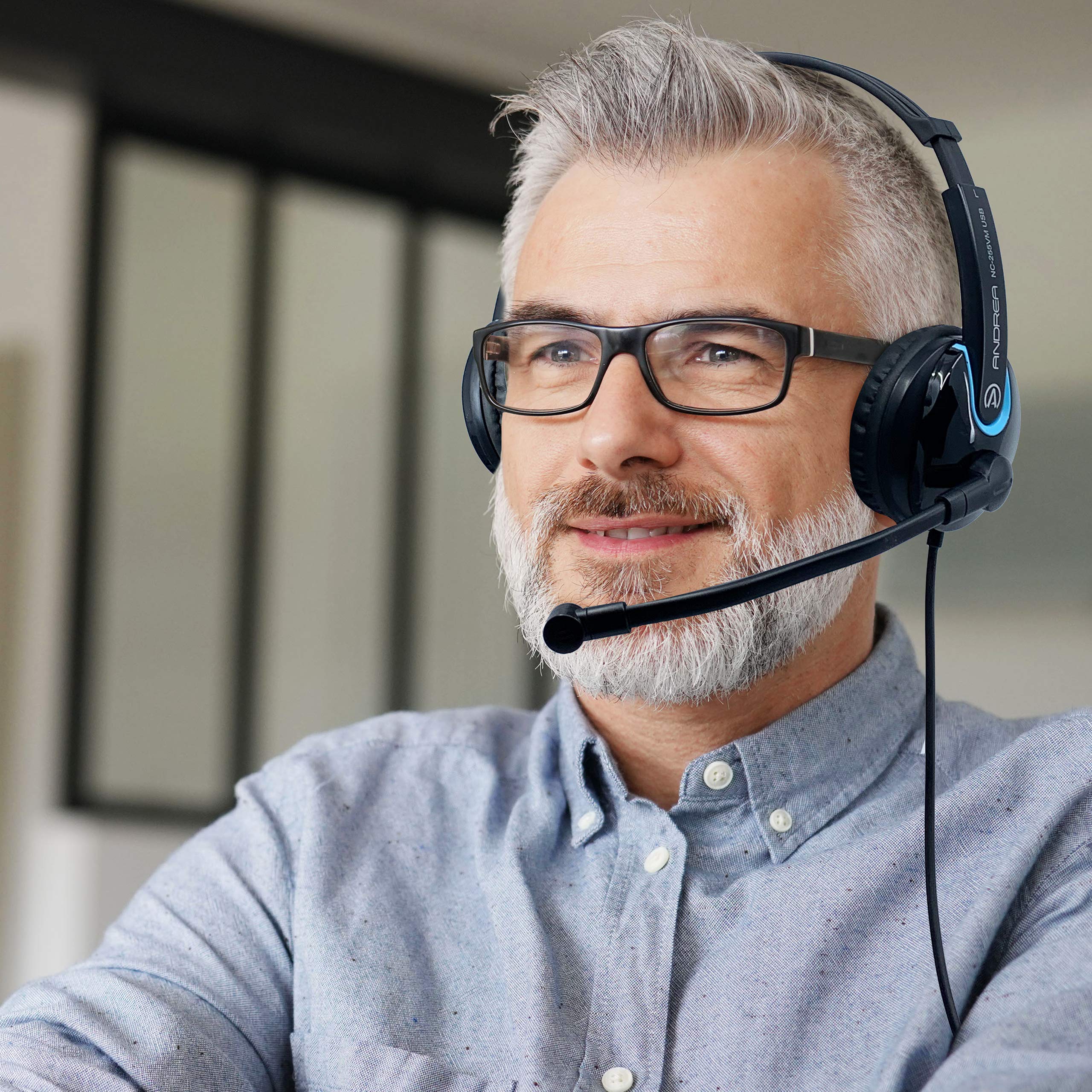 Andrea Communications Nc 255Vm Usb On Ear Stereo Usb Computer Headset With Noise Canceling Microphone, In Line Volume/Mute Contr