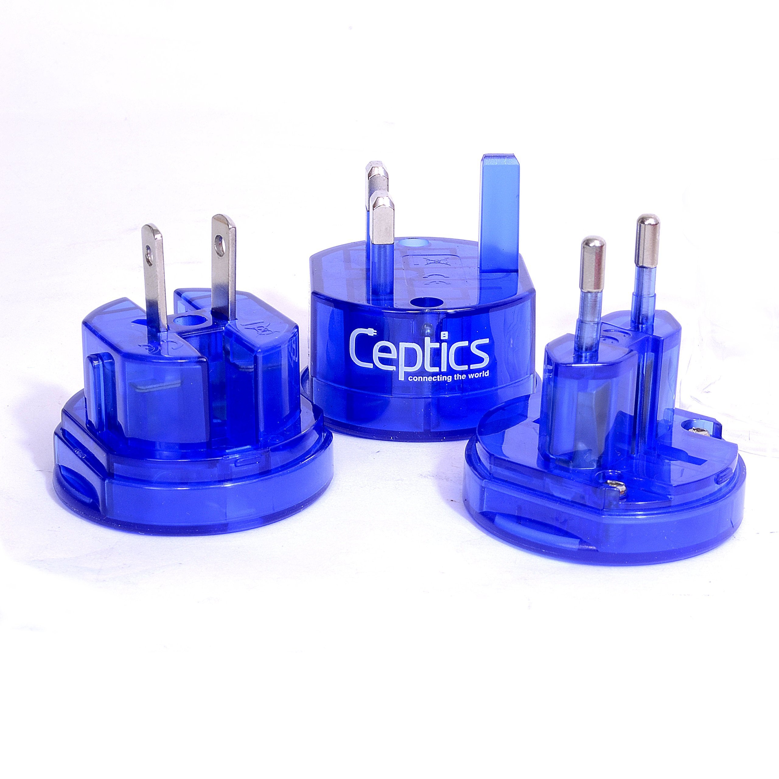 Ceptics Travel Adapter Plug Compact Worldwide International Kit   Works In Europe, Asia, China, England, Italy, New Zealand, Aus