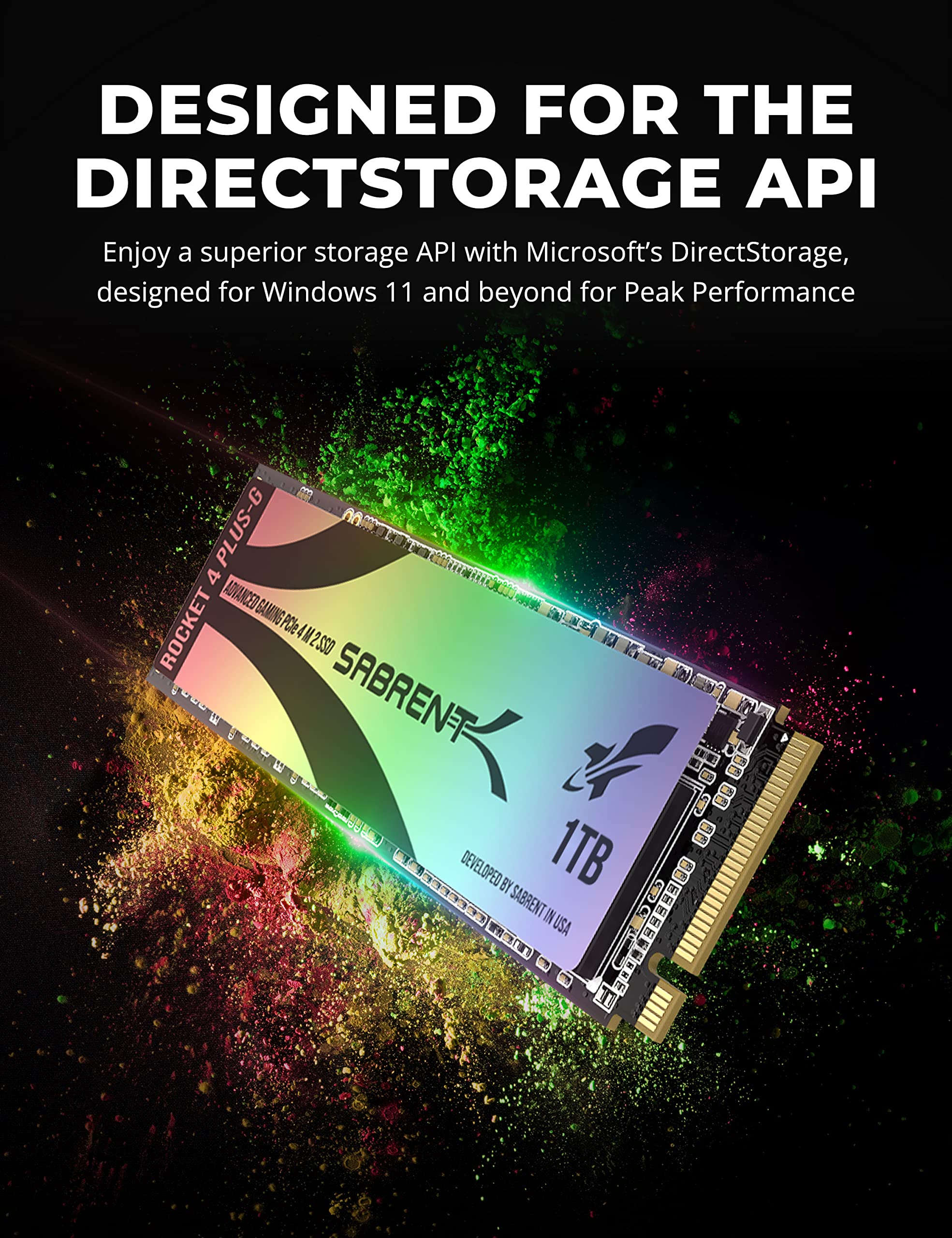 Sabrent Gaming Ssd Rocket 4 Plus G With Heatsink 1Tb Pcie Gen 4 Nvme M.2 2280 Internal Solid State Drive, Up To 7Gbps Speed, Hea