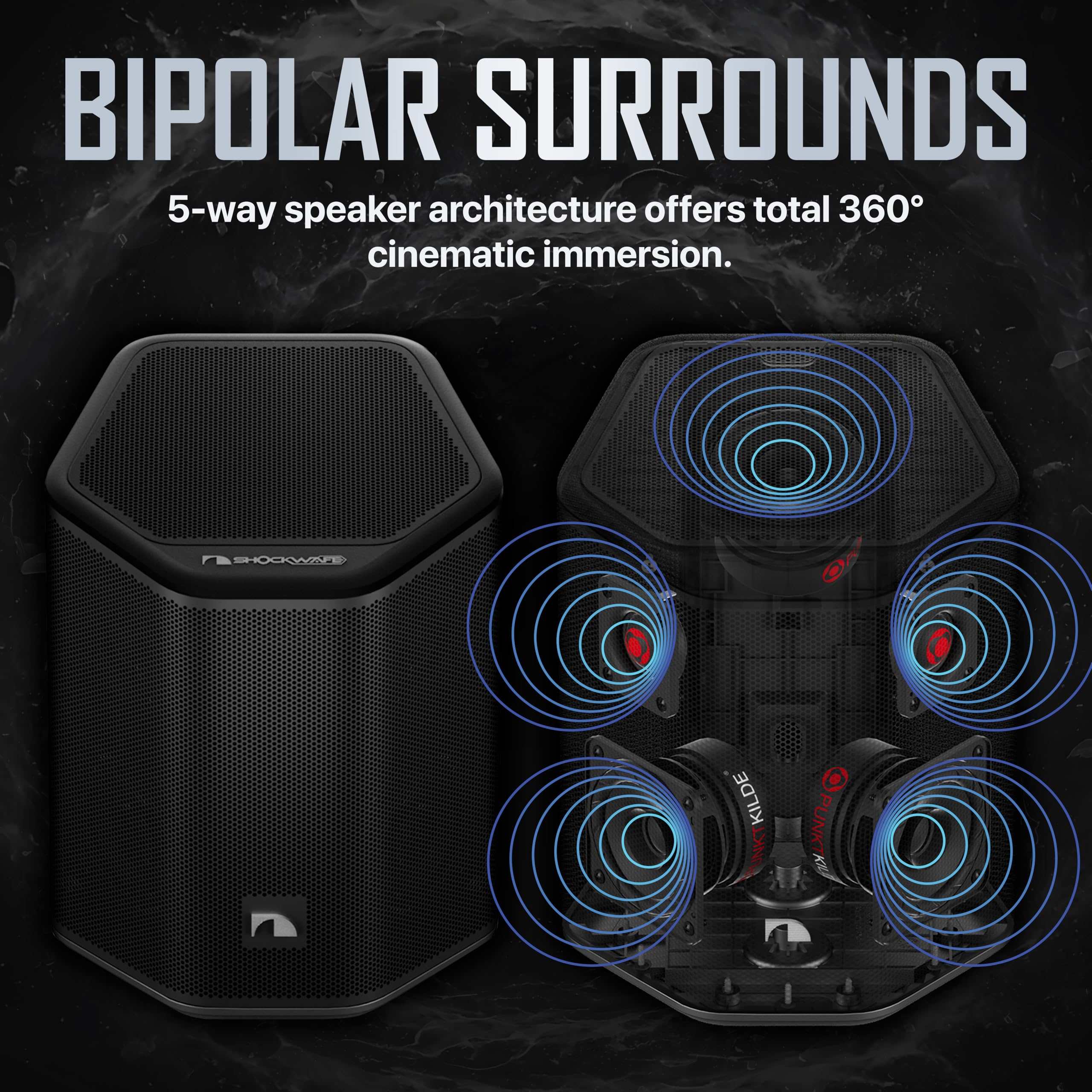 Nakamichi Shockwafe 11.2.6 Channel Dolby Atmos/Dts:X Soundbar With Upgraded Dual 10    Subwoofers, Wireless Bipolar Surrounds, 6