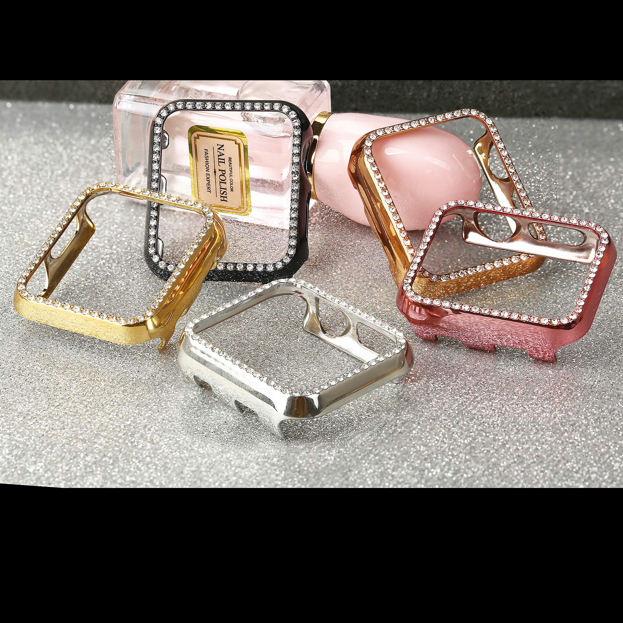 Secbolt 38Mm Case Compatible With Apple Watch Band, Bling Full Cover Bumper Protective Frame Screen Protector For Iwatch Series