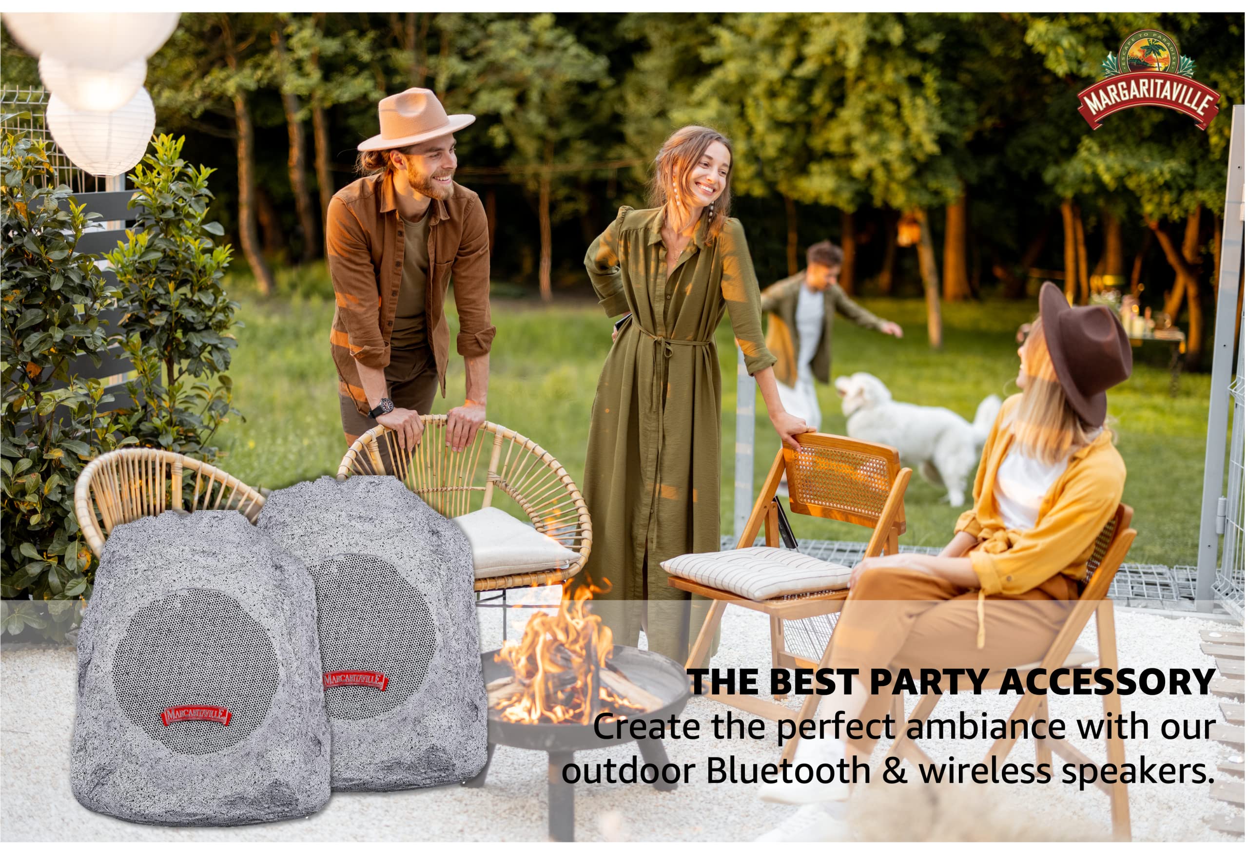 Margaritaville On The Rock    Outdoor Bluetooth Wireless Speaker | Durable Bluetooth Speakers, Fantastic Yard Or Patio Decor, Ip