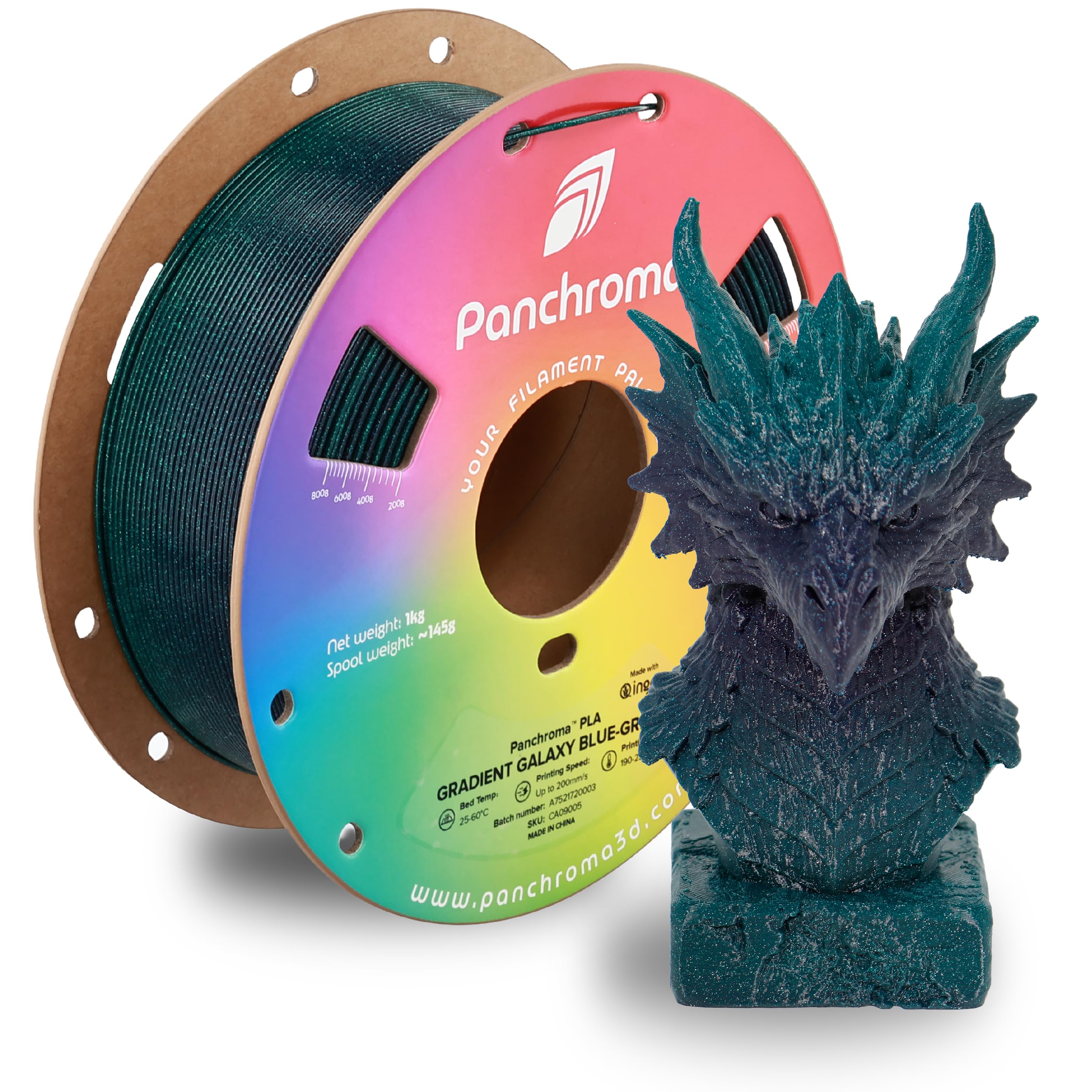 Polymaker Panchroma Gradient Galaxy PLA Blue-Green 3D Printing Filament, 1.75mm 1KG, Premium Gradient PLA, Easy to Print, AMS Co