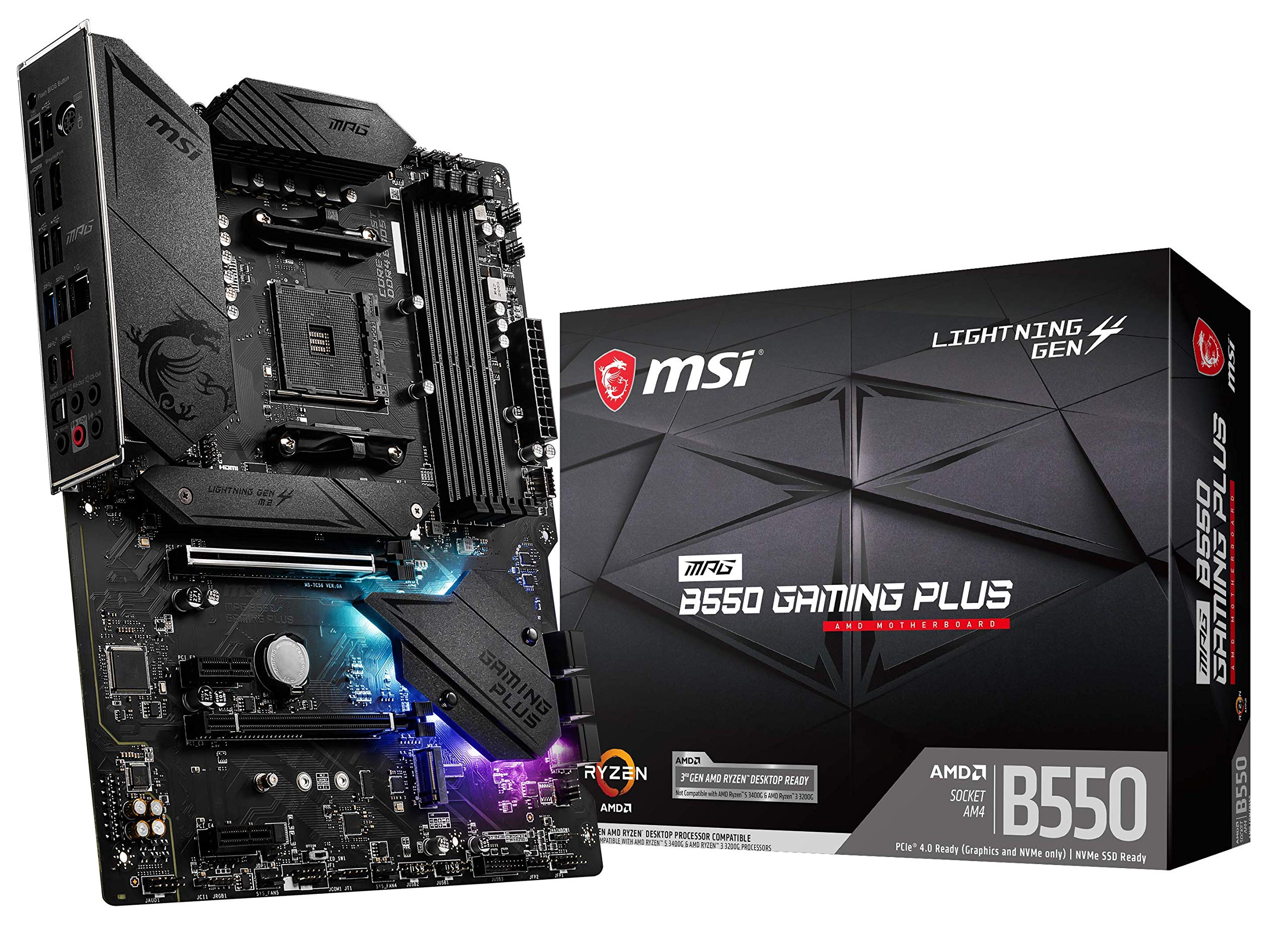 Msi Mpg B550 Gaming Plus Gaming Motherboard (Amd Am4, Ddr4, Pcie 4.0, Sata 6Gb/S, M.2, Usb 3.2 Gen 2, Hdmi/Dp, Atx)