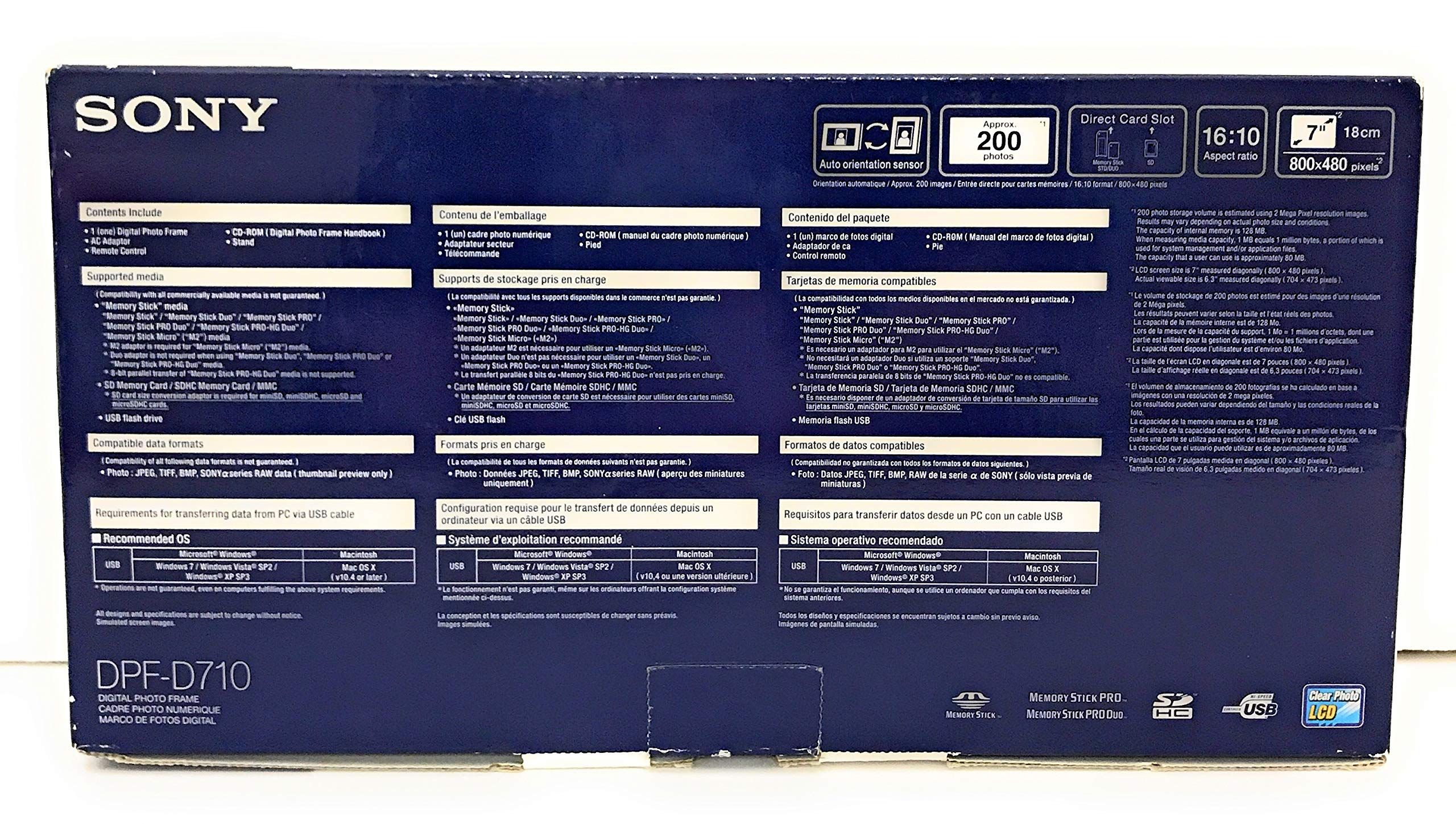 Sony DPF D710 7 Inch WVGA LCD (16:10) Digital Photo Frame (Black)