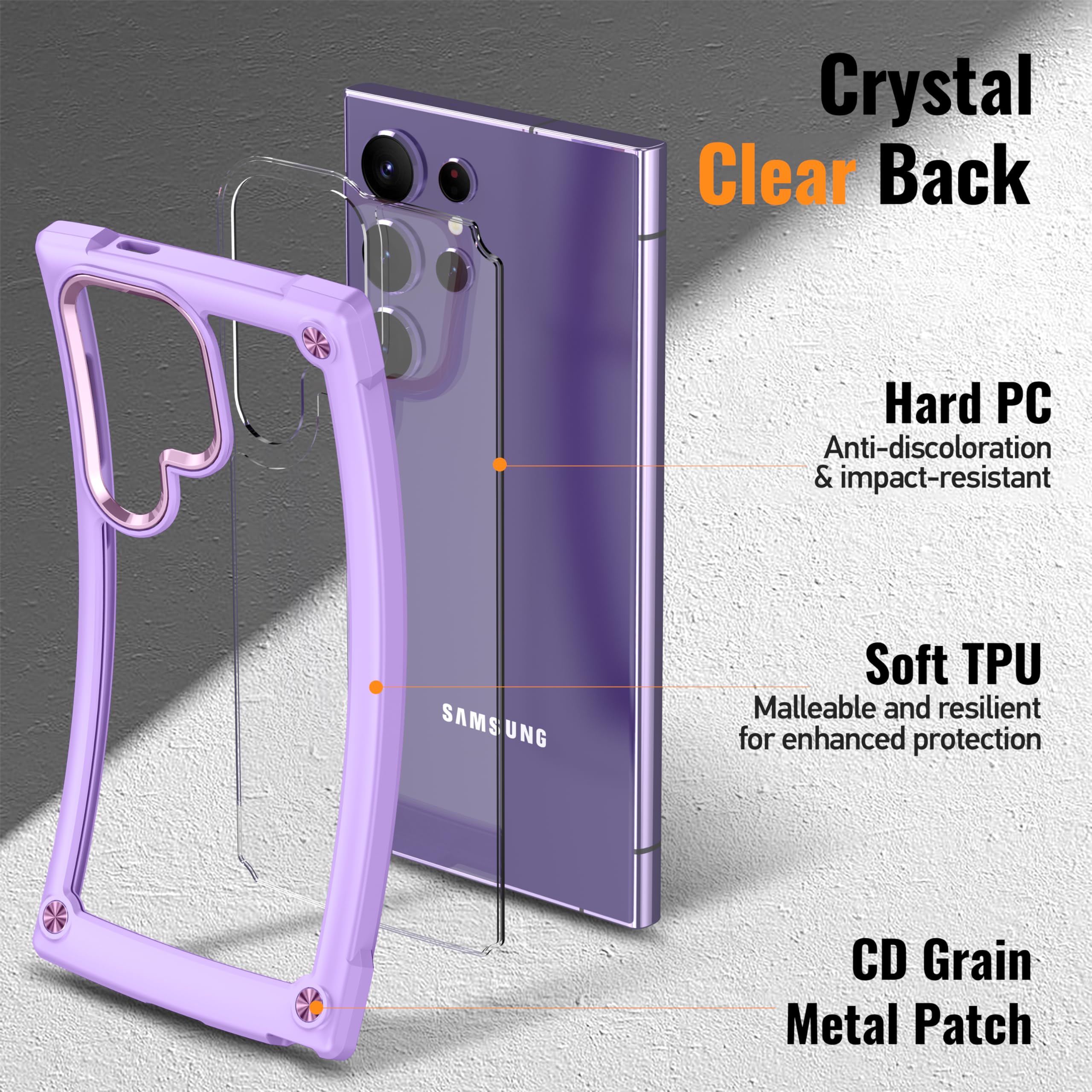 Oterkin For Samsung Galaxy S24 Ultra Case Clear, [20X Anti Yellowing] S24 Ultra Case With [Built In 4 Airbags][10Ft Military Gra