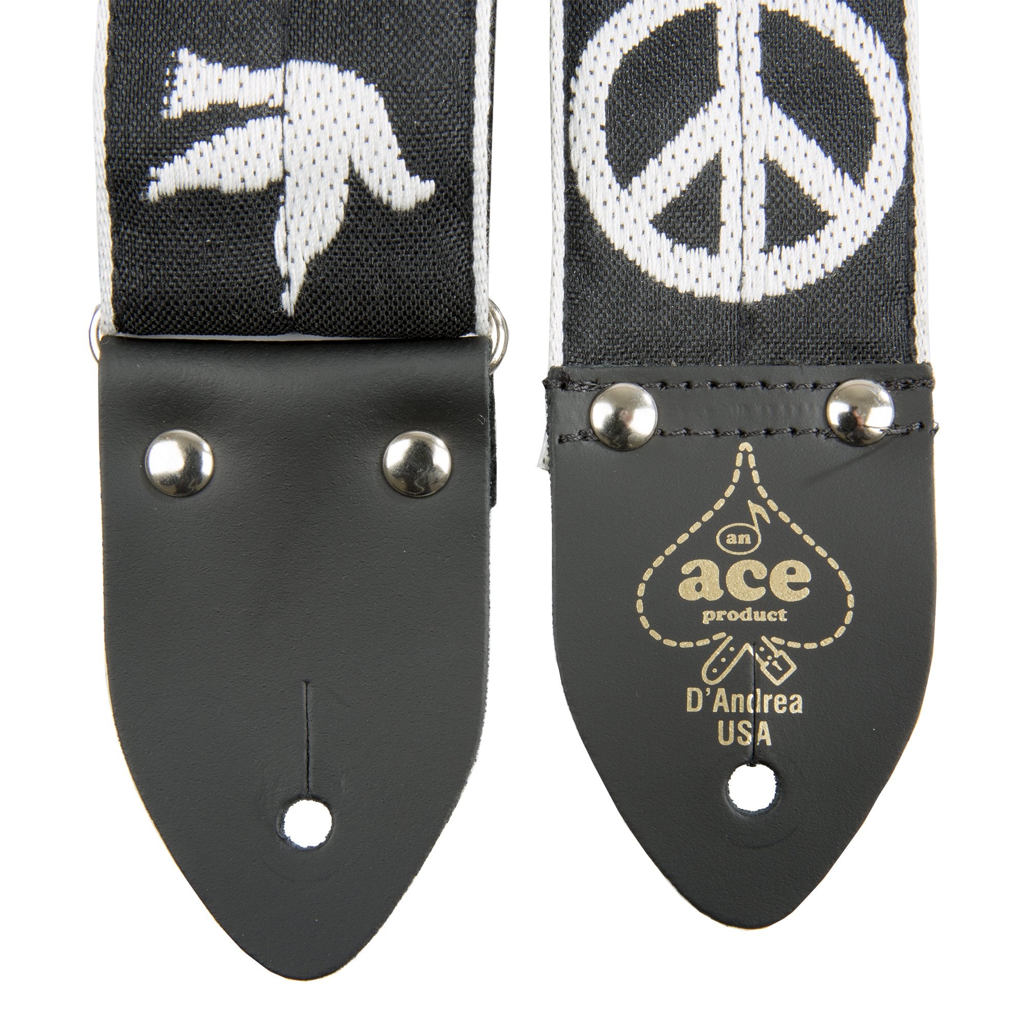 Ace Vintage Reissue Straps By Dandrea Usa - Peace-Dove (Black)