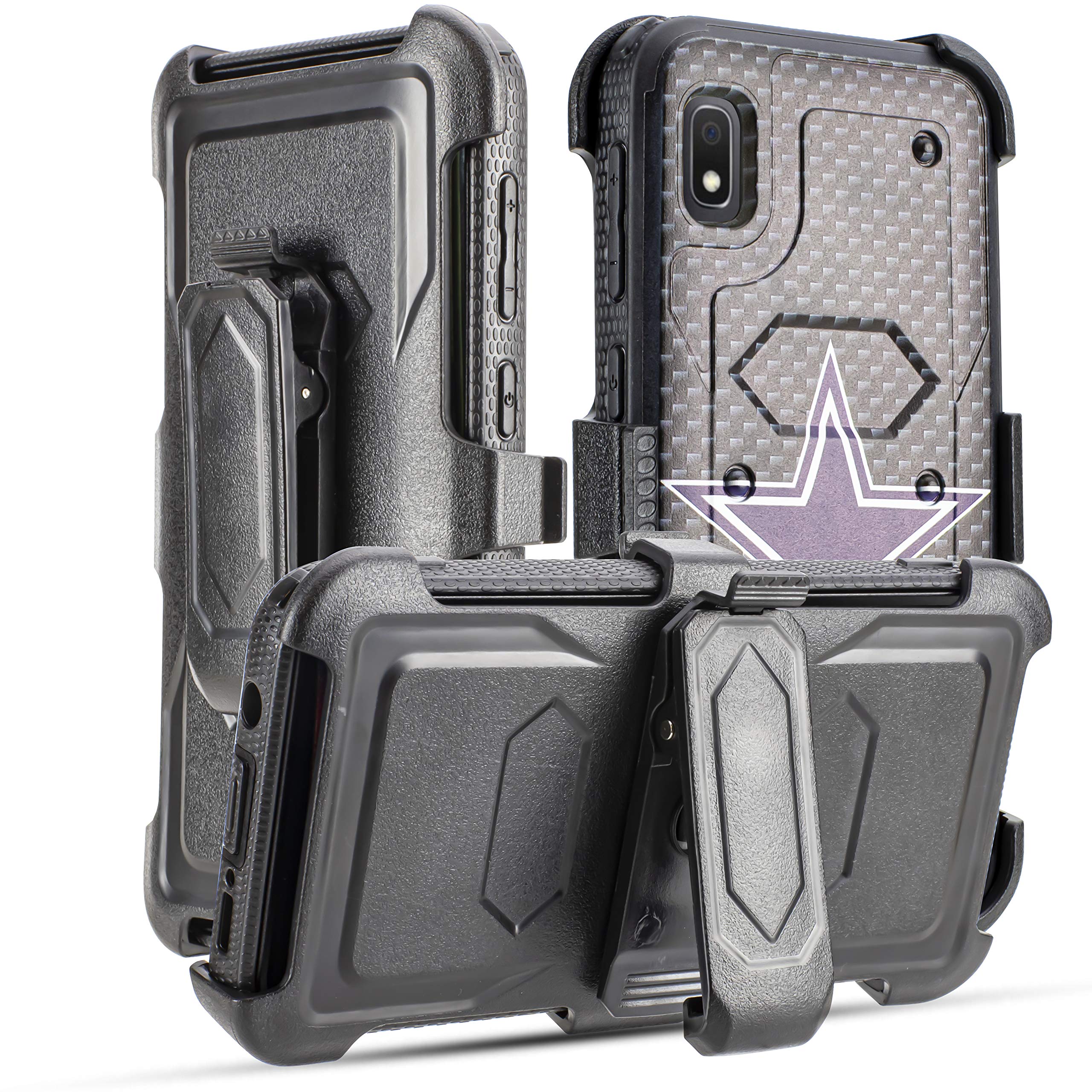 For Samsung Galaxy A10E Case, Heavy Duty Shockproof Built In Screen Full Body Protection Case Cover With Swivel Belt Clip And Ki