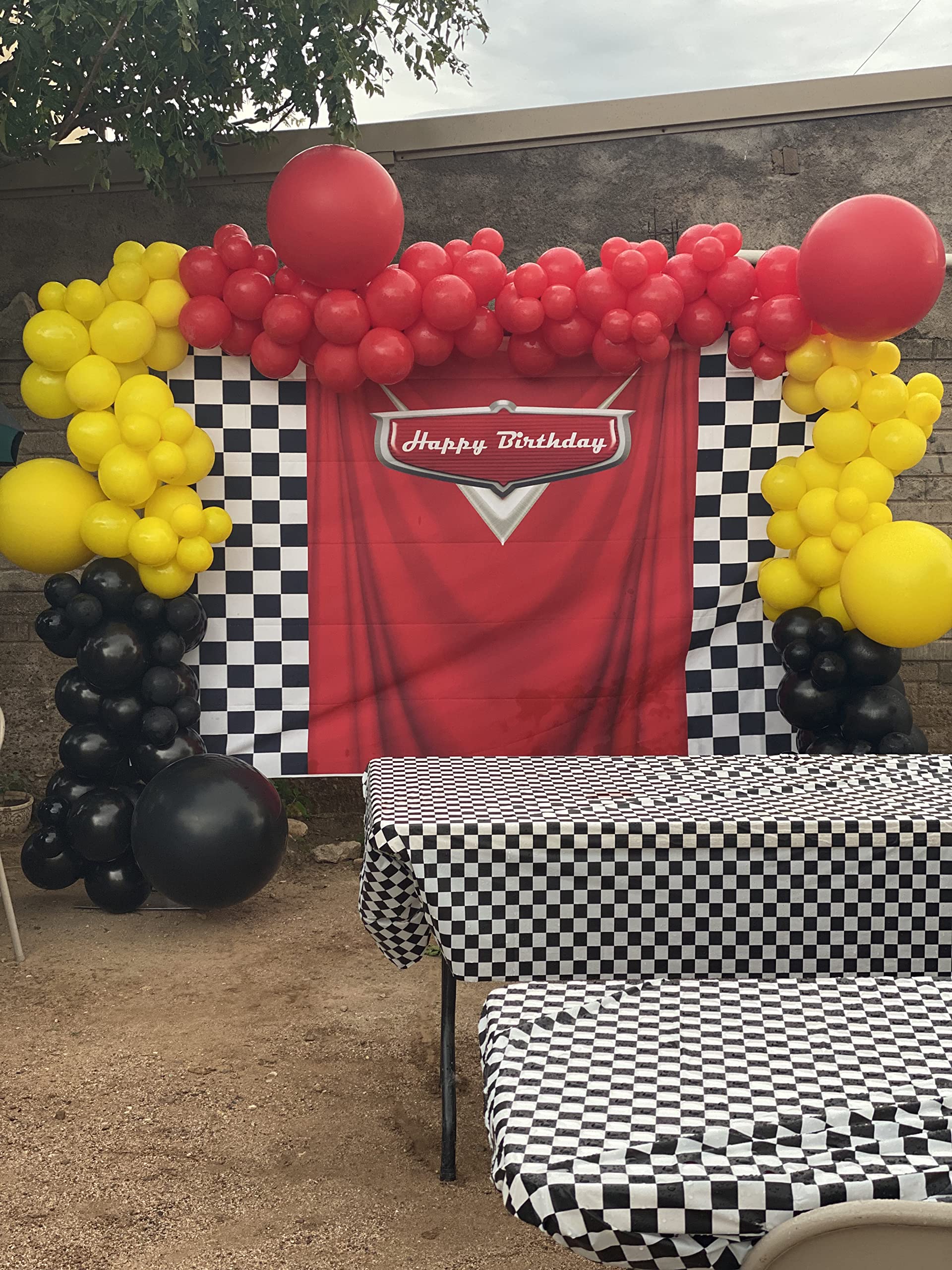 Red Car Racing Competition Backdrop Competition Car Racing Check Flag Background Kids Boy Birthday Party Photography Banner Supe