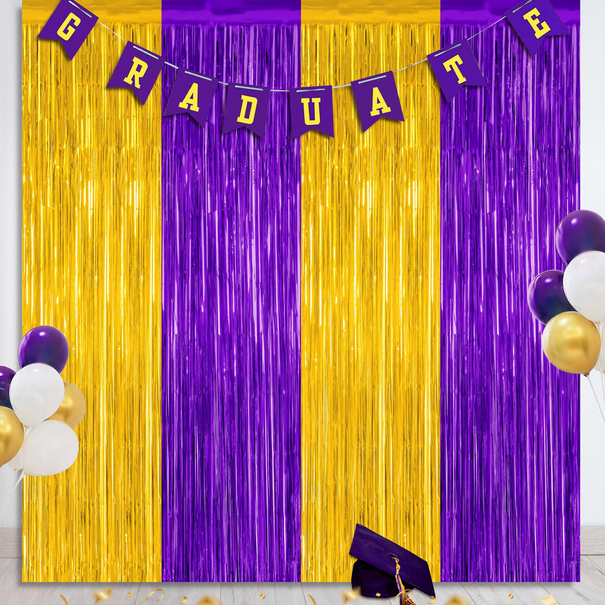 Grad Drapes 2 Pack Graduation Backdrop, 3.28 FT x 7.05 FT Grad Party Decorations ...