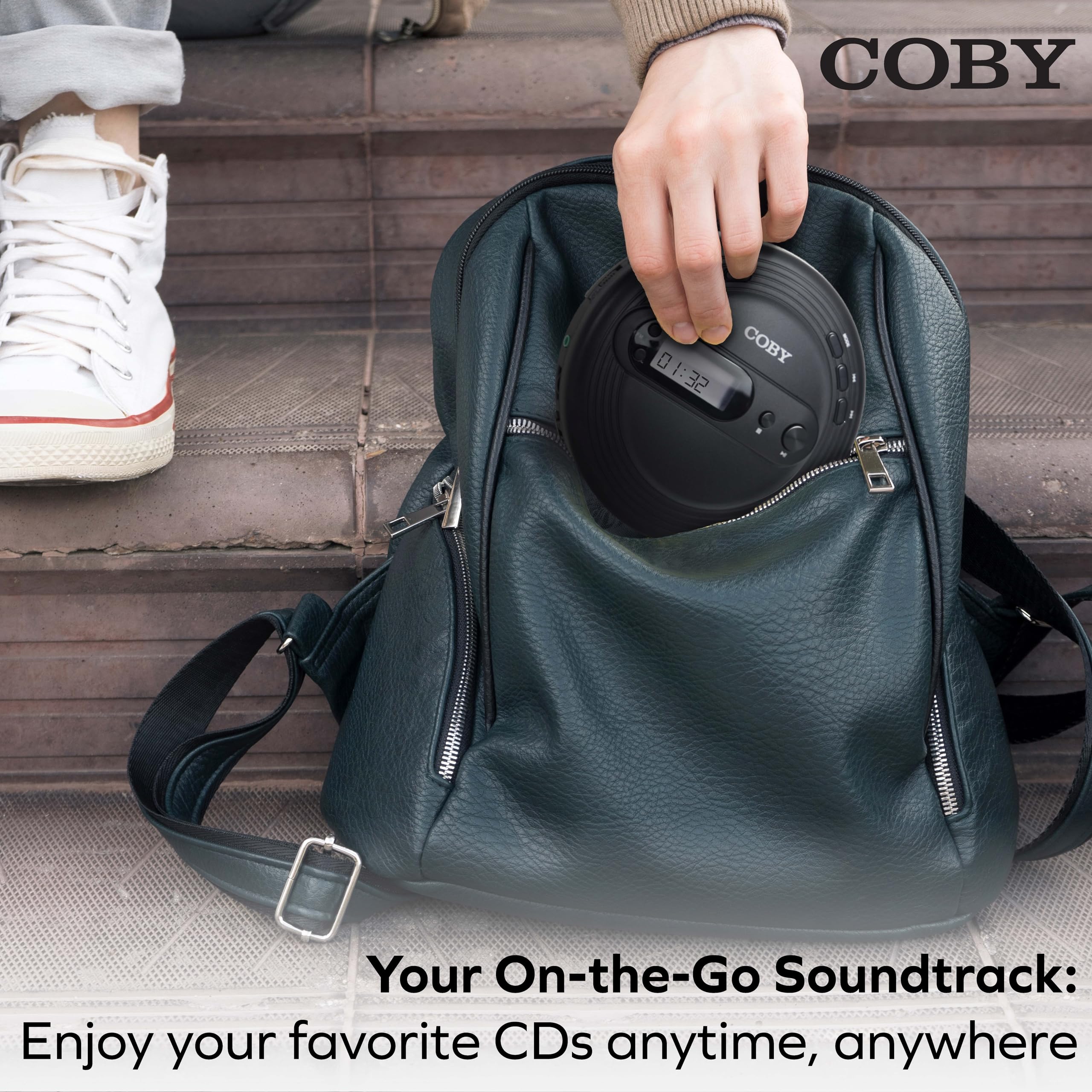 Coby Portable Cd Player With Earbuds, Fm Radio & Mp3 | Skip Protection, Lightweight & Shockproof Music Compact Disc Player | Por