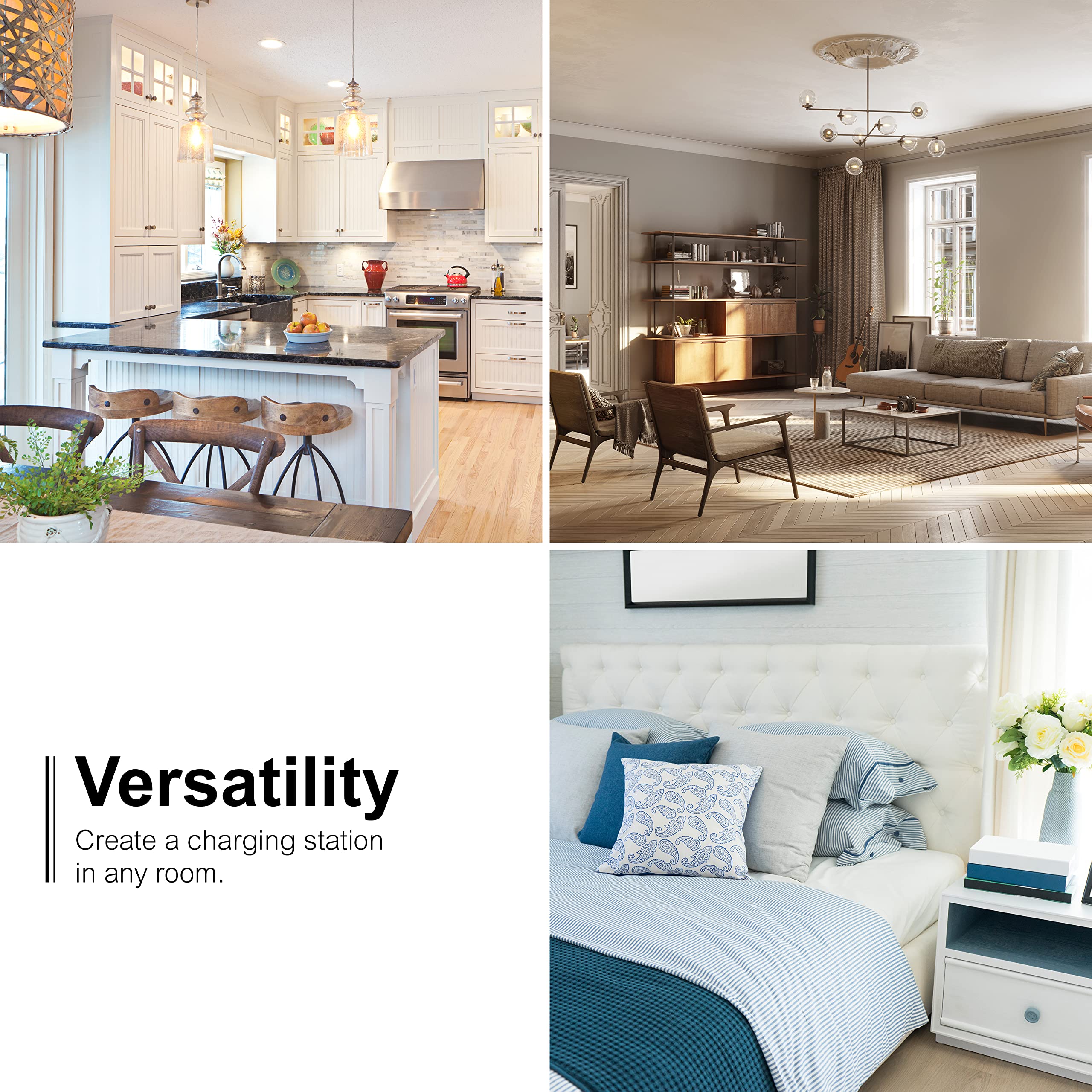 Ge 6 Outlet Extender, 2 Pack, Grounded Wall Tap, Adapter Spaced Outlets, 3 Prong Outlet Splitter, Multiple Plug, Quick And Easy