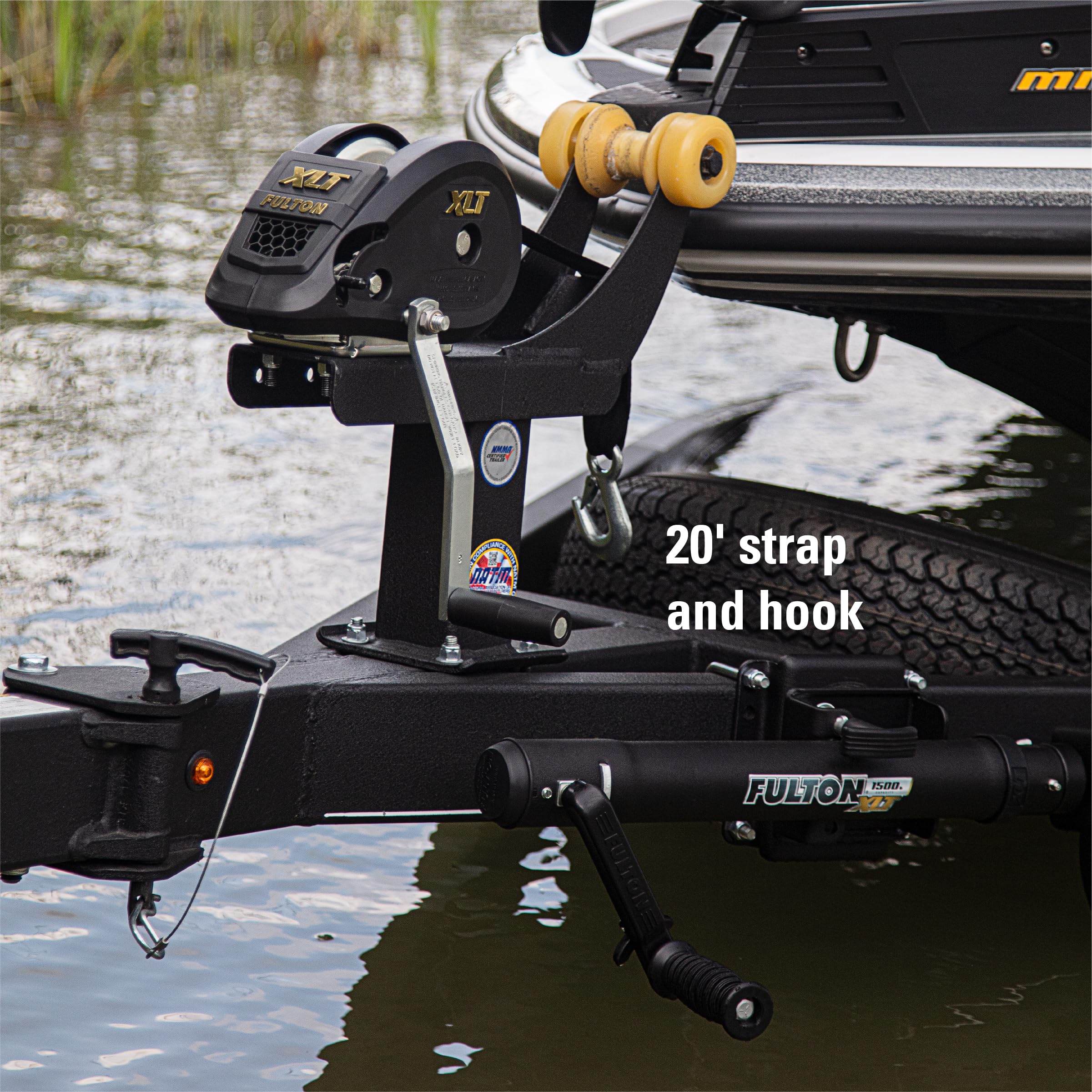 Fulton 142311 Xlt Boat Trailer Winch With 20 Foot Winch Strap With Hook, 1,500 Lbs. Capacity, Single-Speed Hand Crank Winch, 8 I,WBAUVB06WRTGLHG