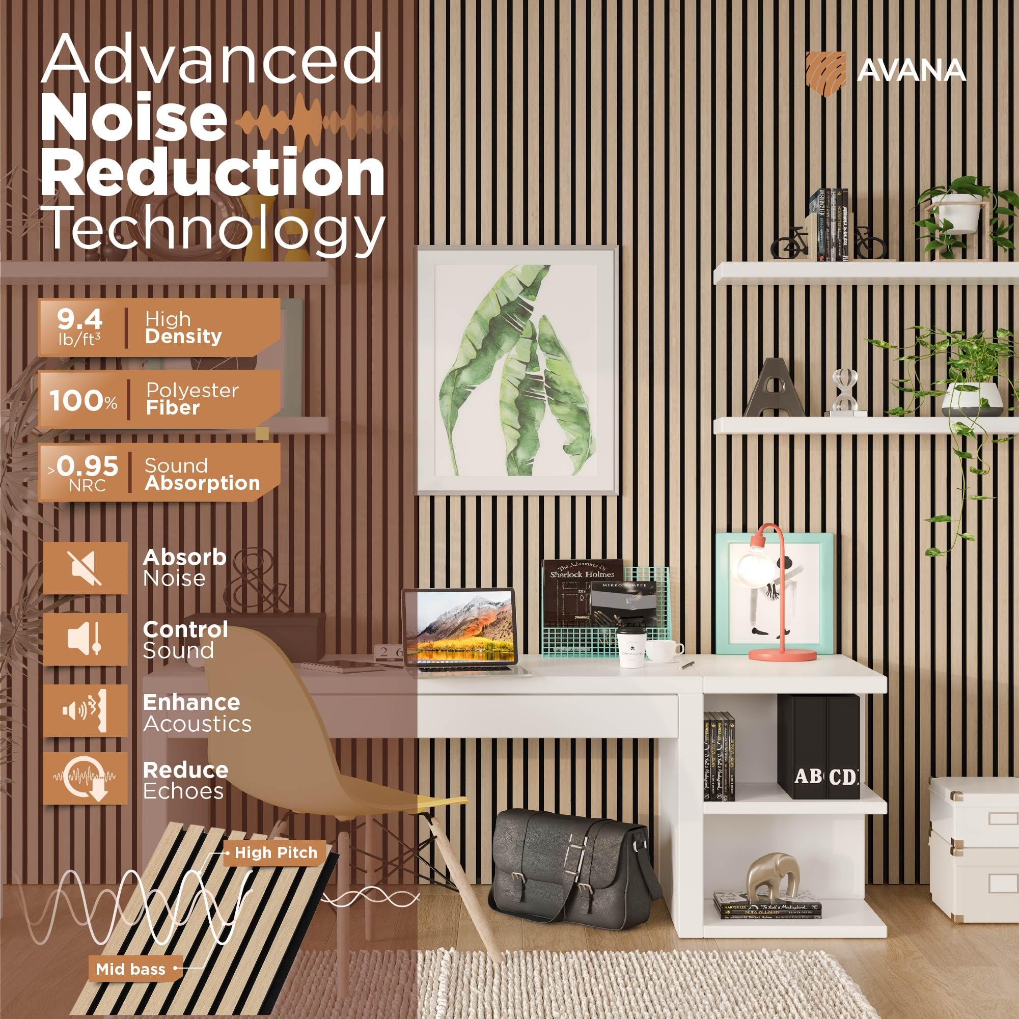 Avana Modern Acoustic Wood Wall Panels   47.2 X 12.6 Inch White Oak Acoustic Panels 1 Pc   Wall Panels For Interior Wall Decor F