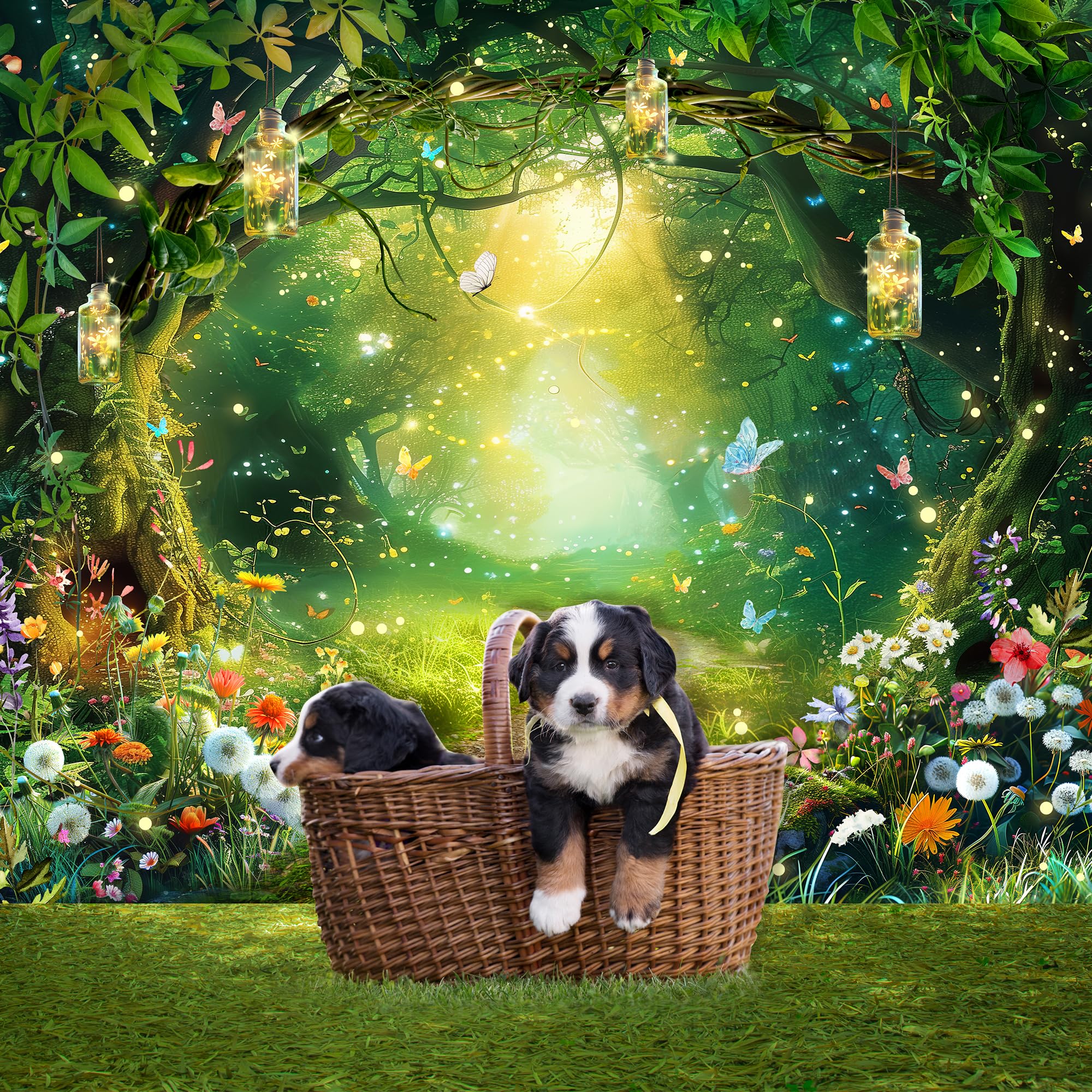 Omifly Enchanted Wonderland 7Wx5H Backdrop For Photography Fairy Tale Magic Garden Greenery Woodland Butterfly Spring Background