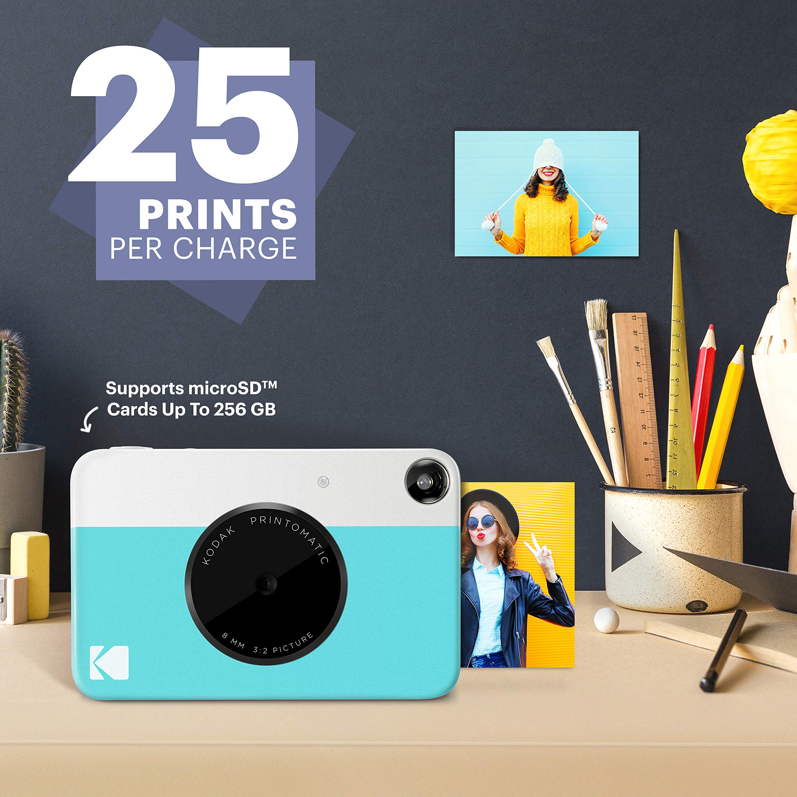 Kodak Printomatic Full Color Instant Print Digital Camera   Colorful Photos On Zink 2X3'' Sticky Back Photo Paper   5Mp, Portabl