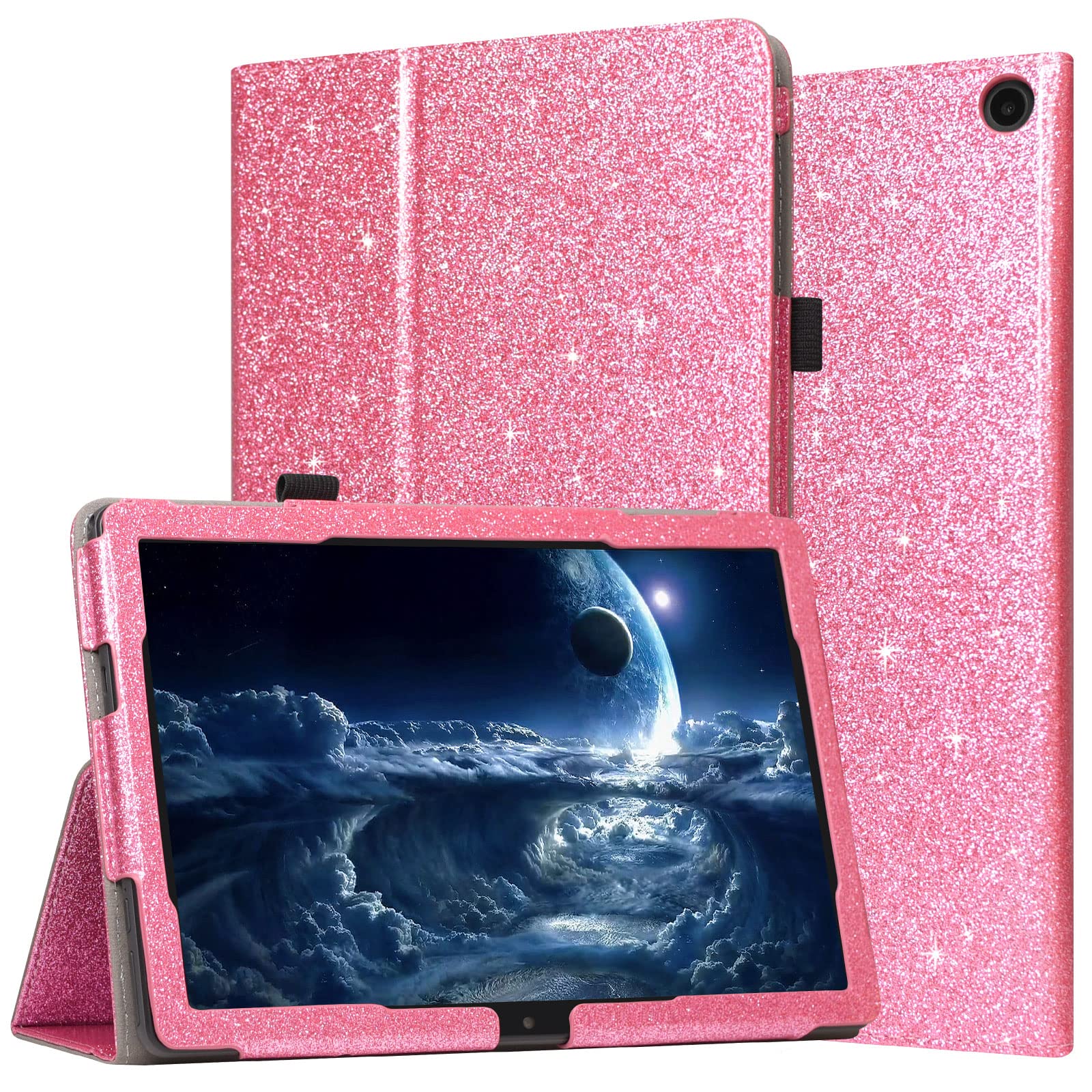 Jkhandy Case For Onn. 10.1'' Tablet Gen 3 (2022 Model:100071485)   Folio Pu Leather Stand Cover With Pencil Holder, Glitter Purp