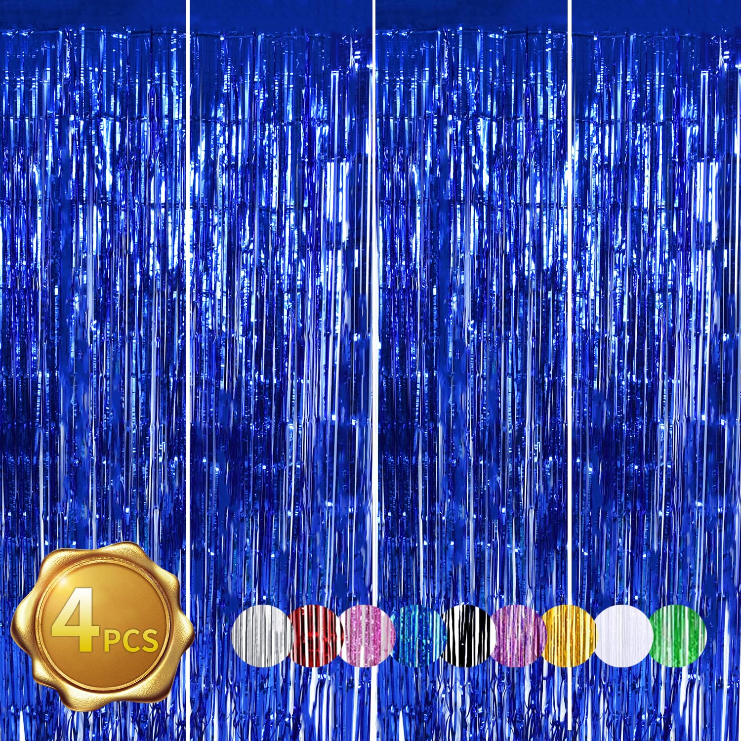 Beishida 4 Pcs Blue Door Streamers Tinsel Curtain Party Backdrop Fringe Foil Wall Background For Birthday Halloween Christmas We