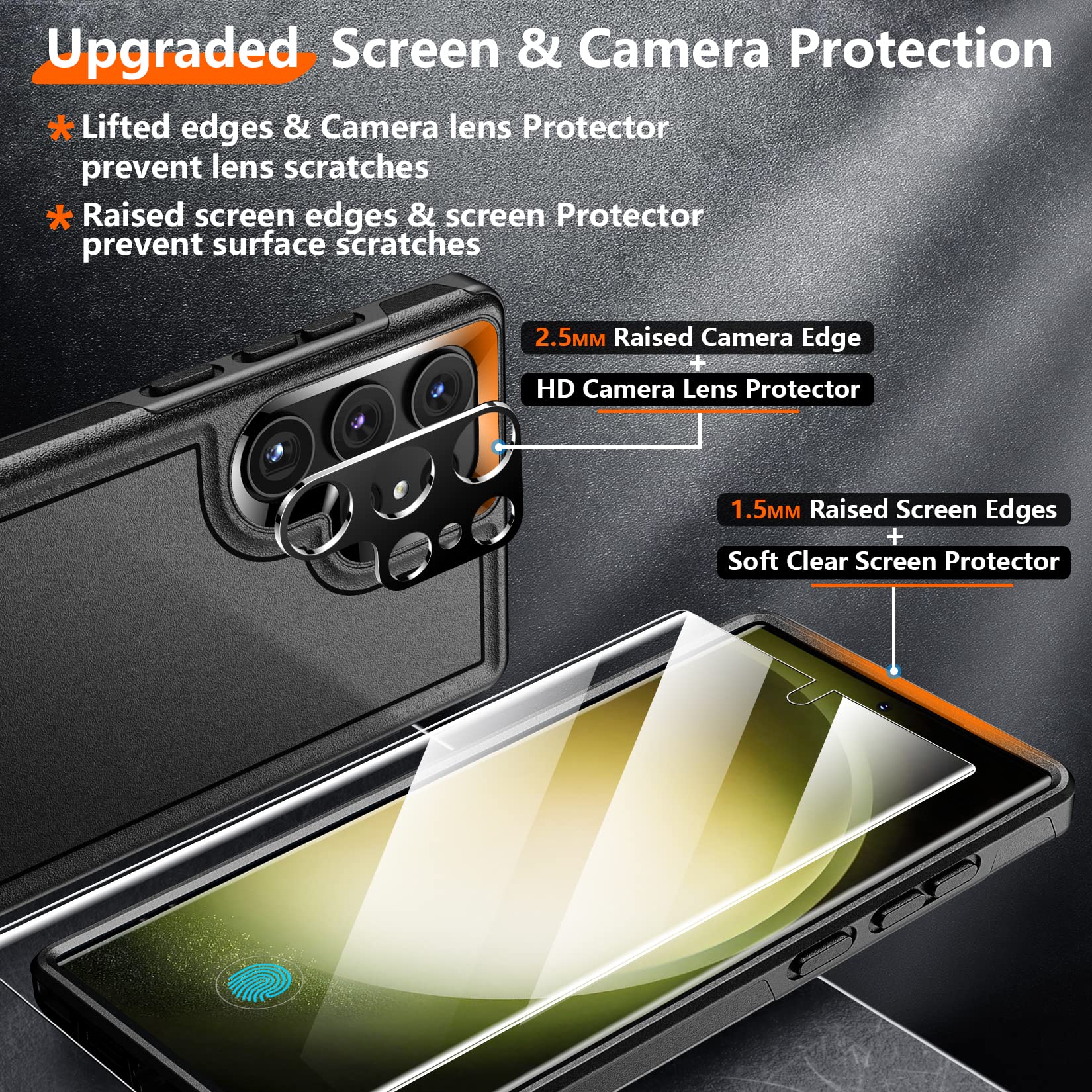 Red2Fire For Samsung Galaxy S23 Ultra Case, [Military Grade Shockproof] With 2Pcs [Soft Screen Protector + Lens Protector] Heavy