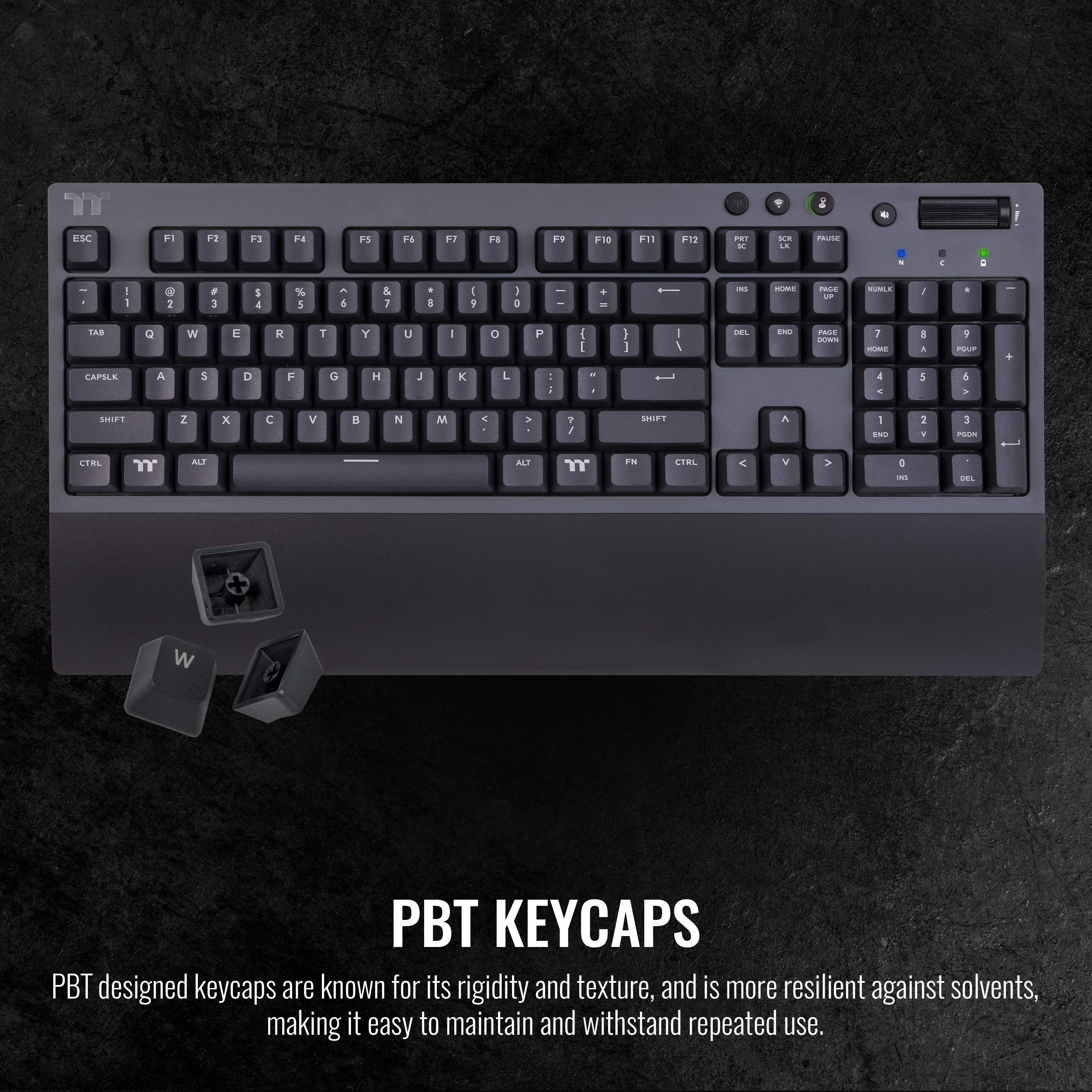 Thermaltake W1 Wireless Gaming Keyboard Cherry Mx Red, 2.4Gh Per Minute, Bluetooth 4.2, Low Energy Technology, Usb Type-C Connec