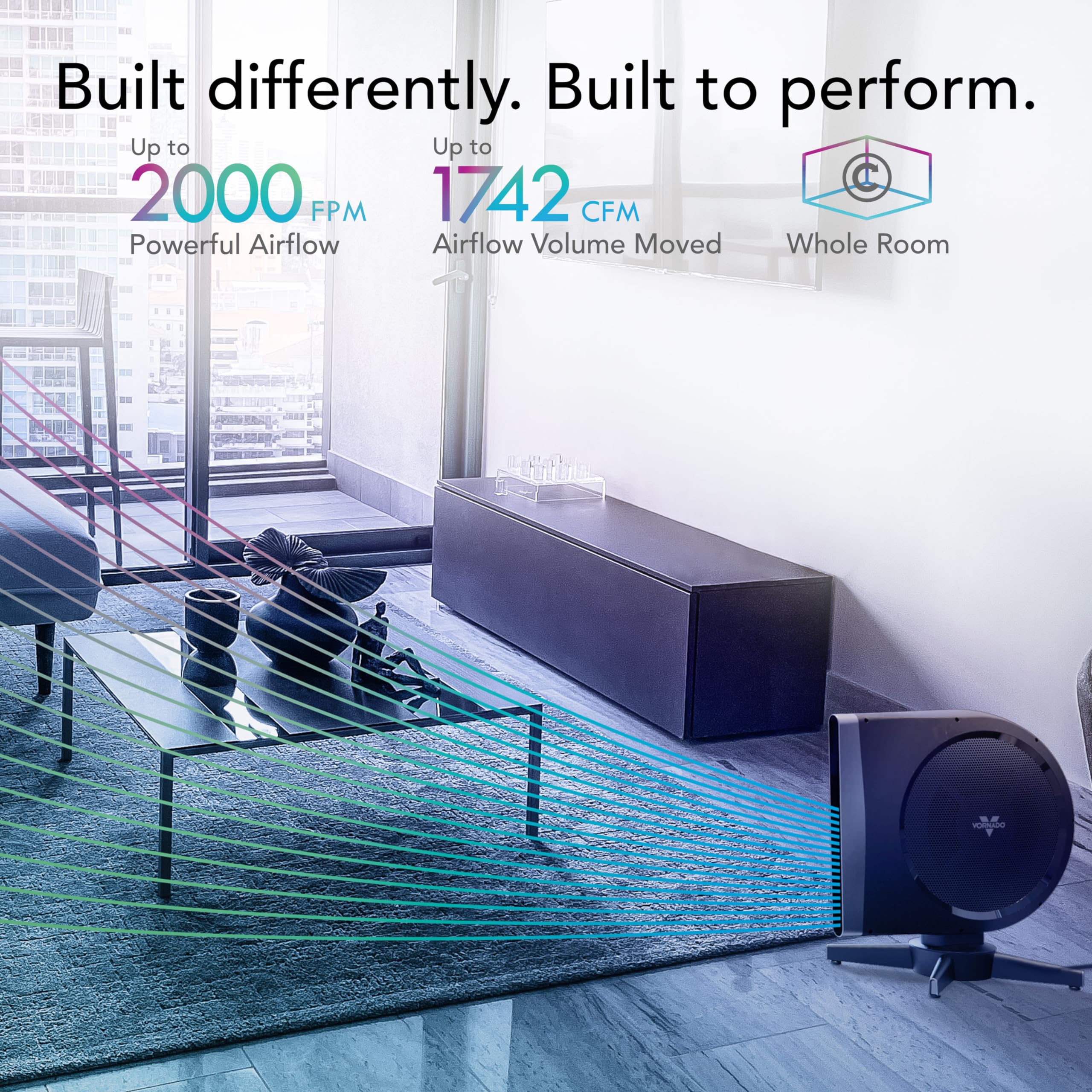 Vornado Strata Compact Oscillating Fan With Remote, 19 Inch, High Velocity Air Circulator, Quiet Powerful Fan, 5 Speeds, Touch C