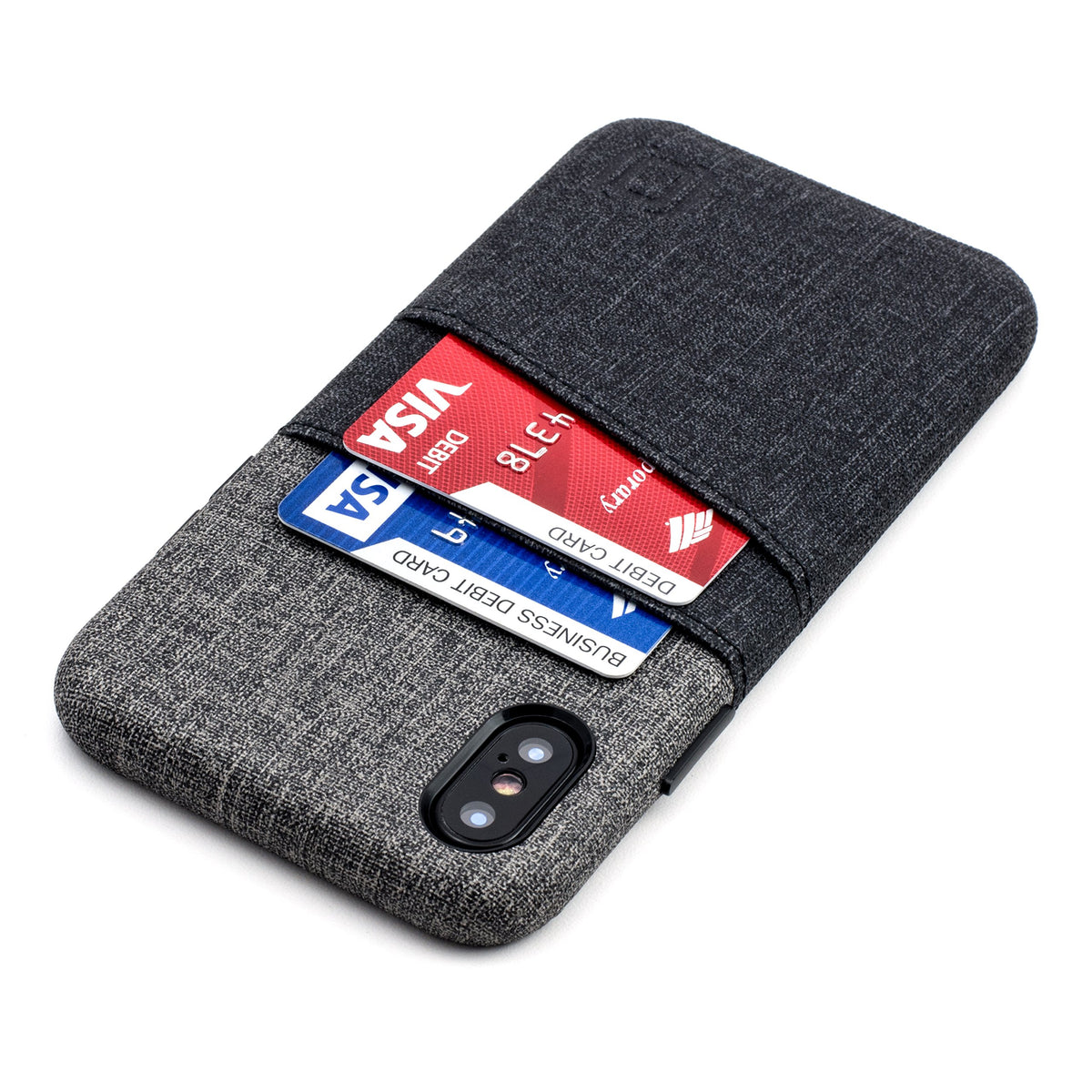 Dockem Luxe Iphone X/Xs Wallet Case: Slim Minimalist Case W/ 2 Credit Card Holder Slots: Ultragrip Canvas Style Synthetic Leathe