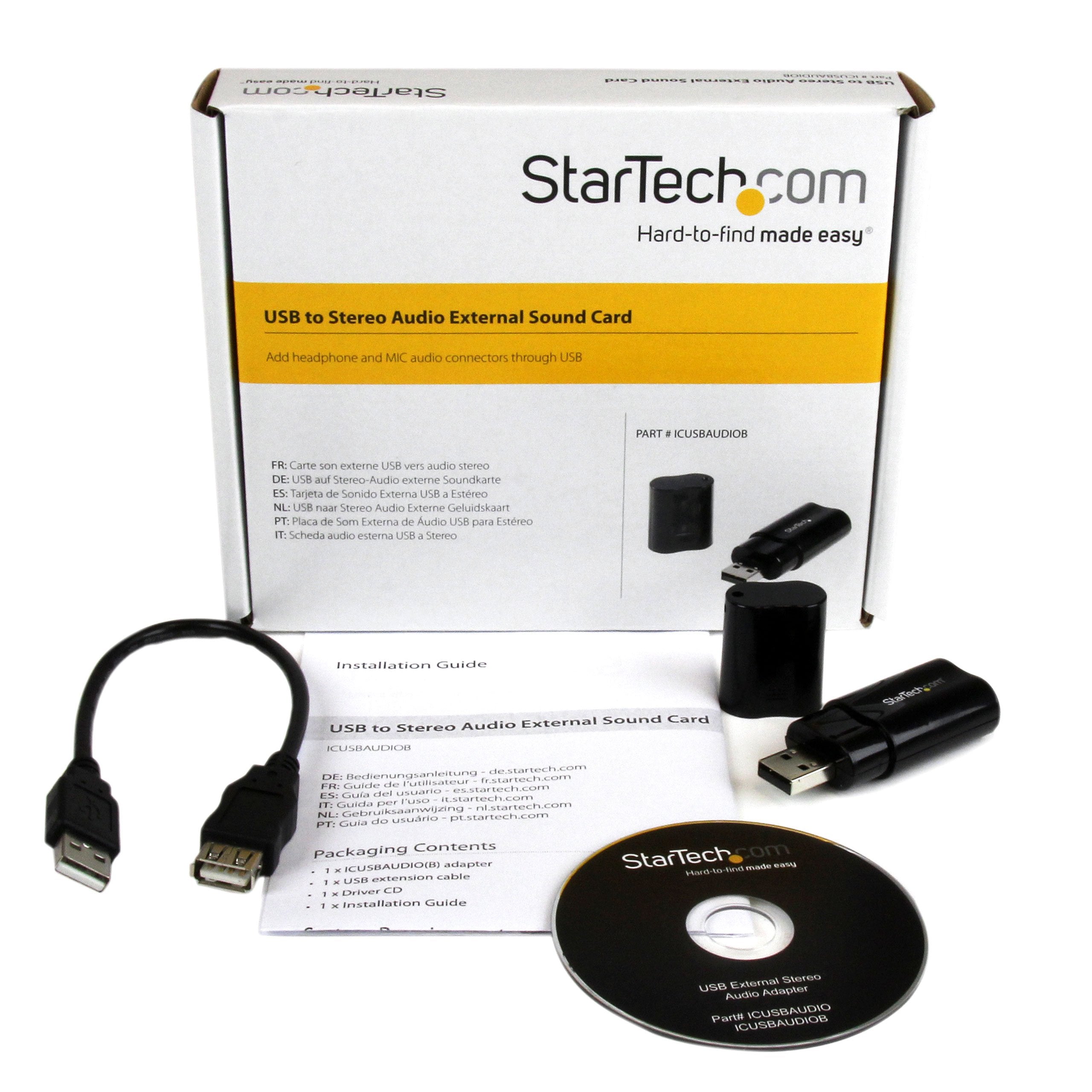 Startech.Com Usb Sound Card   3.5Mm Audio Adapter   External Sound Card   Black   External Sound Card, Taa (Icusbaudiob)