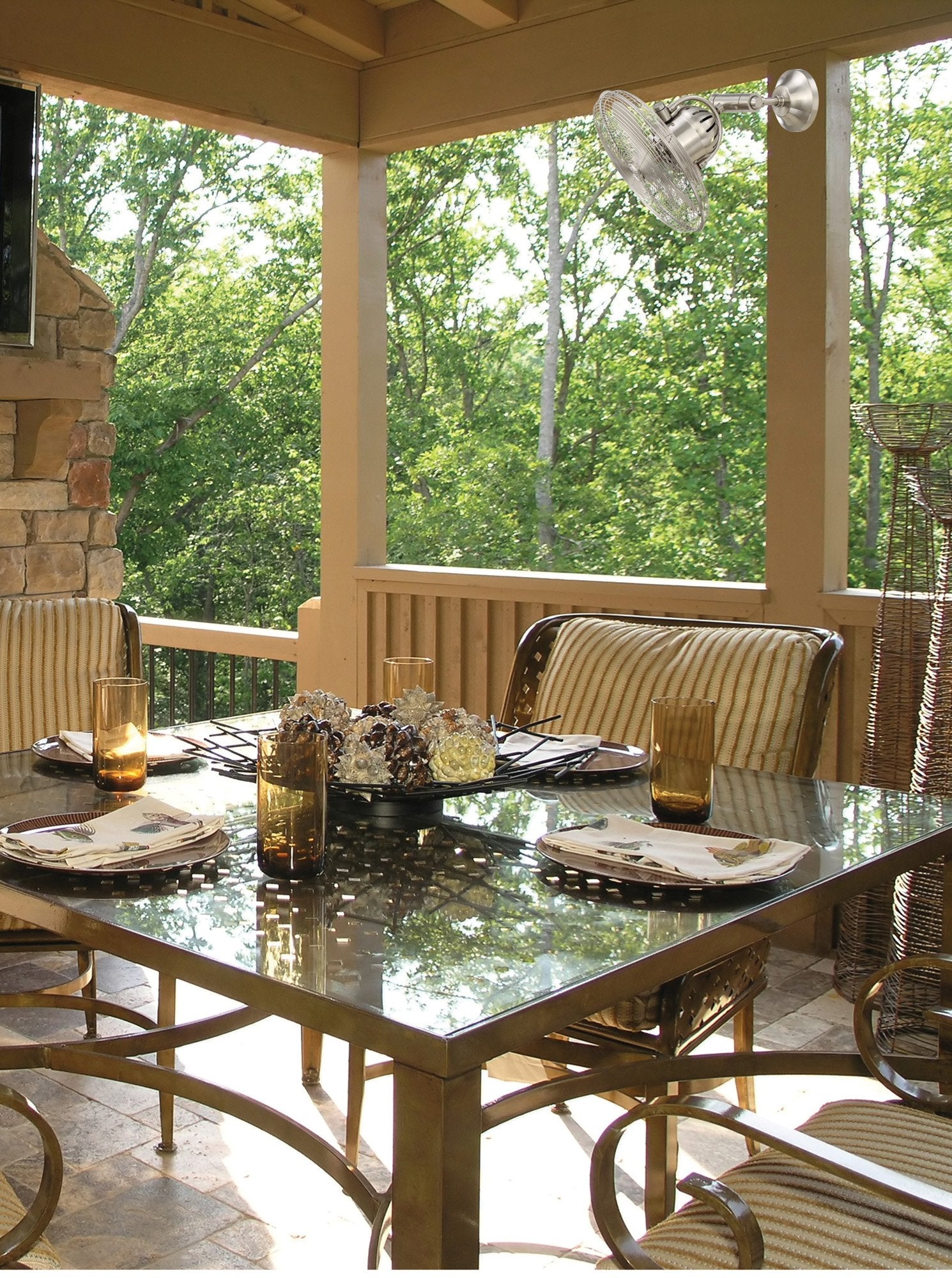 Craftmade Outdoor Wall Mount Fan Bw414Ag3 Bellows Iv 16 Inch Patio Fans Oscillating With Wall Control, Aged Bronze Textured