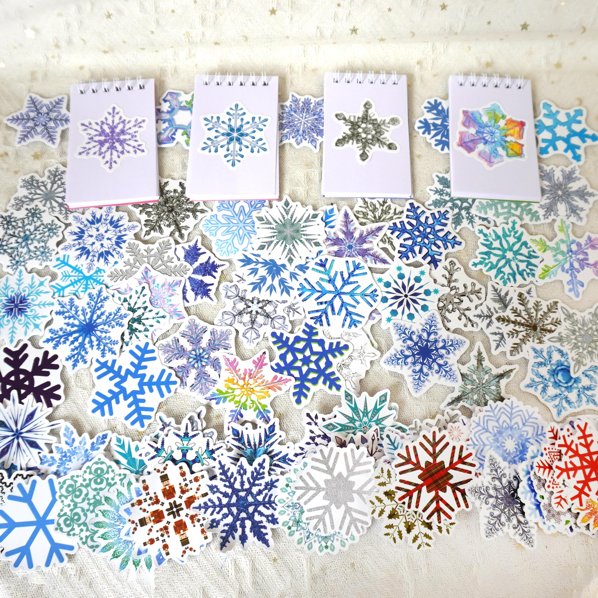 100 Pcs Snowflake Stickers Winter Frozen Stickers For Laptop Water Bottle Computer Refrigerator Luggage Phone Case Bicycle Teens
