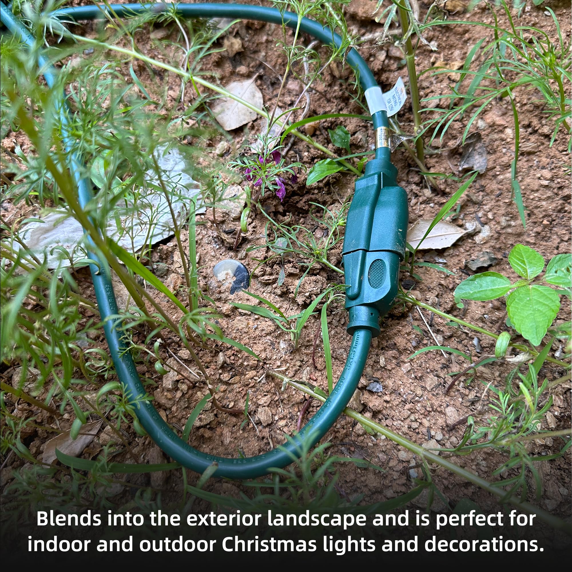 Yojoe Indoor Outdoor Extension Cord, 3 Prong 13A Weatherproof Power Extension Cord, 16 Gauge Heavy Duty 40 Ft Green Extension Co