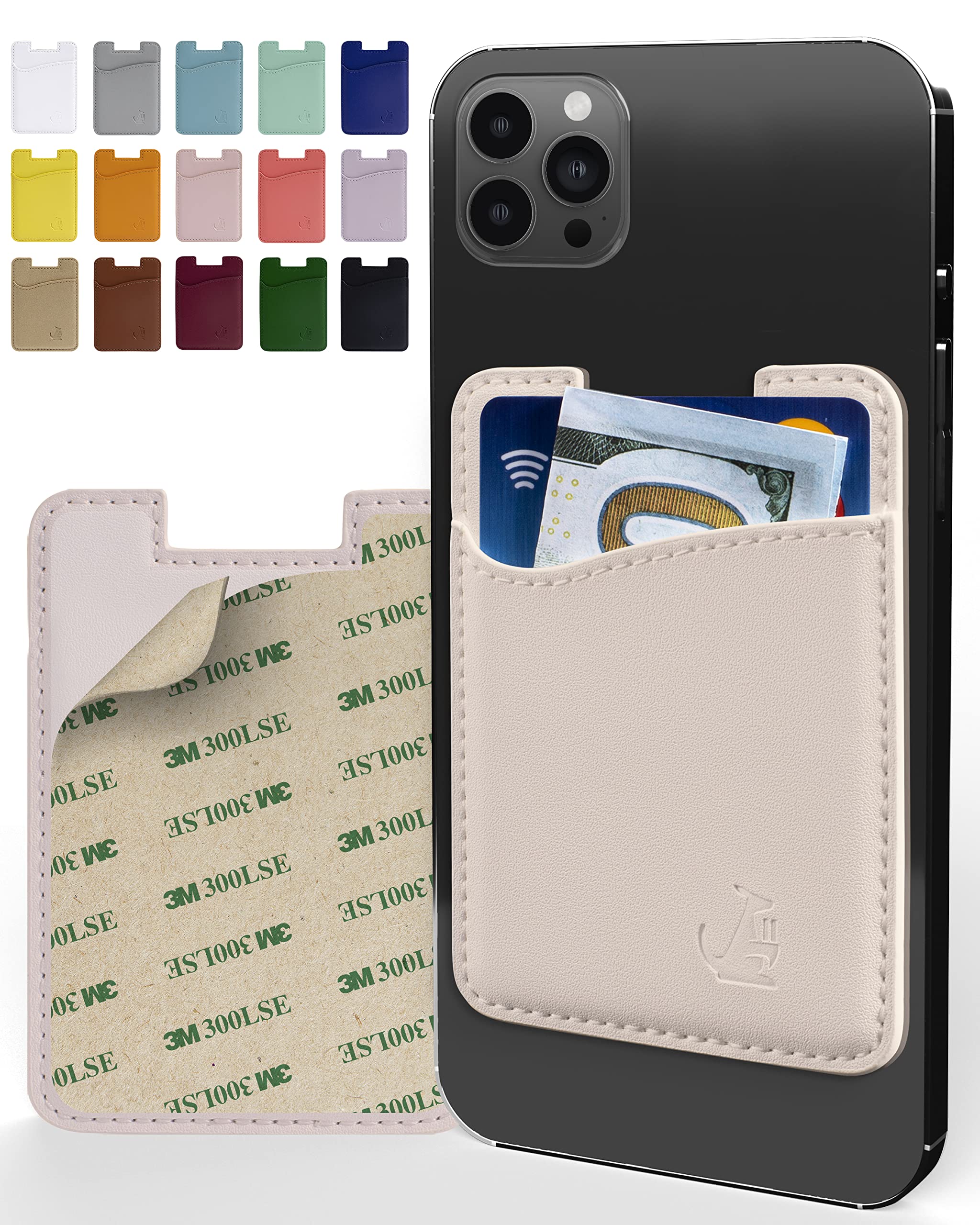 Premium Leather Phone Card Holder   Stick On Wallet For Iphone And Android Smartphones   Minimalist Style With Non Slip Lining S