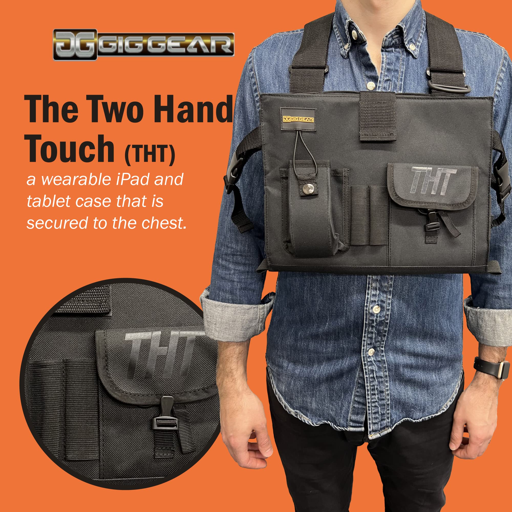 Gig Gear Two Hand Touch Tablet Chest Harness For Ipad And Samsung Tablets   Rugged Tablet Carrying Case With Strap And Compartme