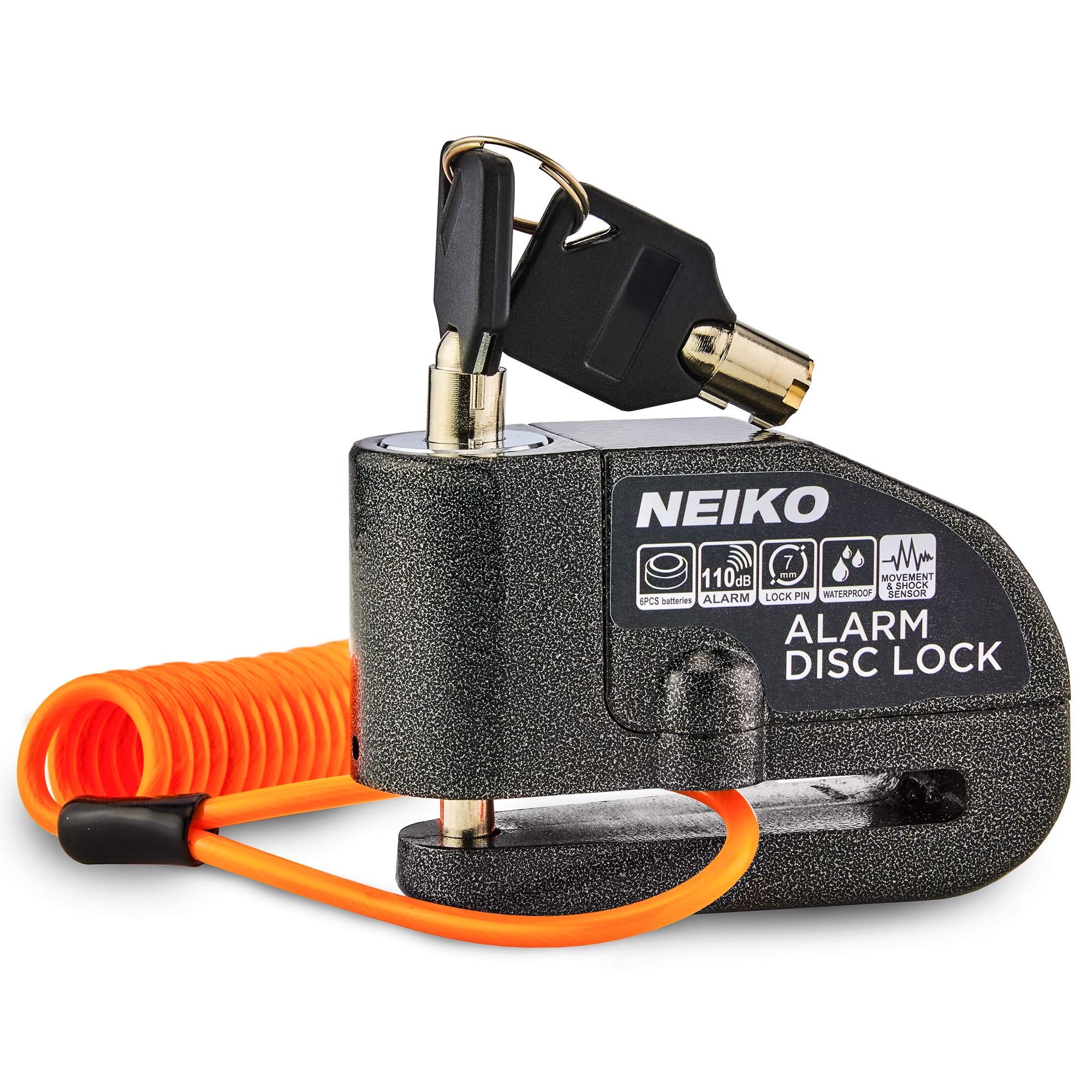 Neiko 52908A Motorcycle Locks Anti Theft With Alarm, Motorcycle Disc Lock With Alarm, Disk Lock Anti Theft Motion Sensor, Securi