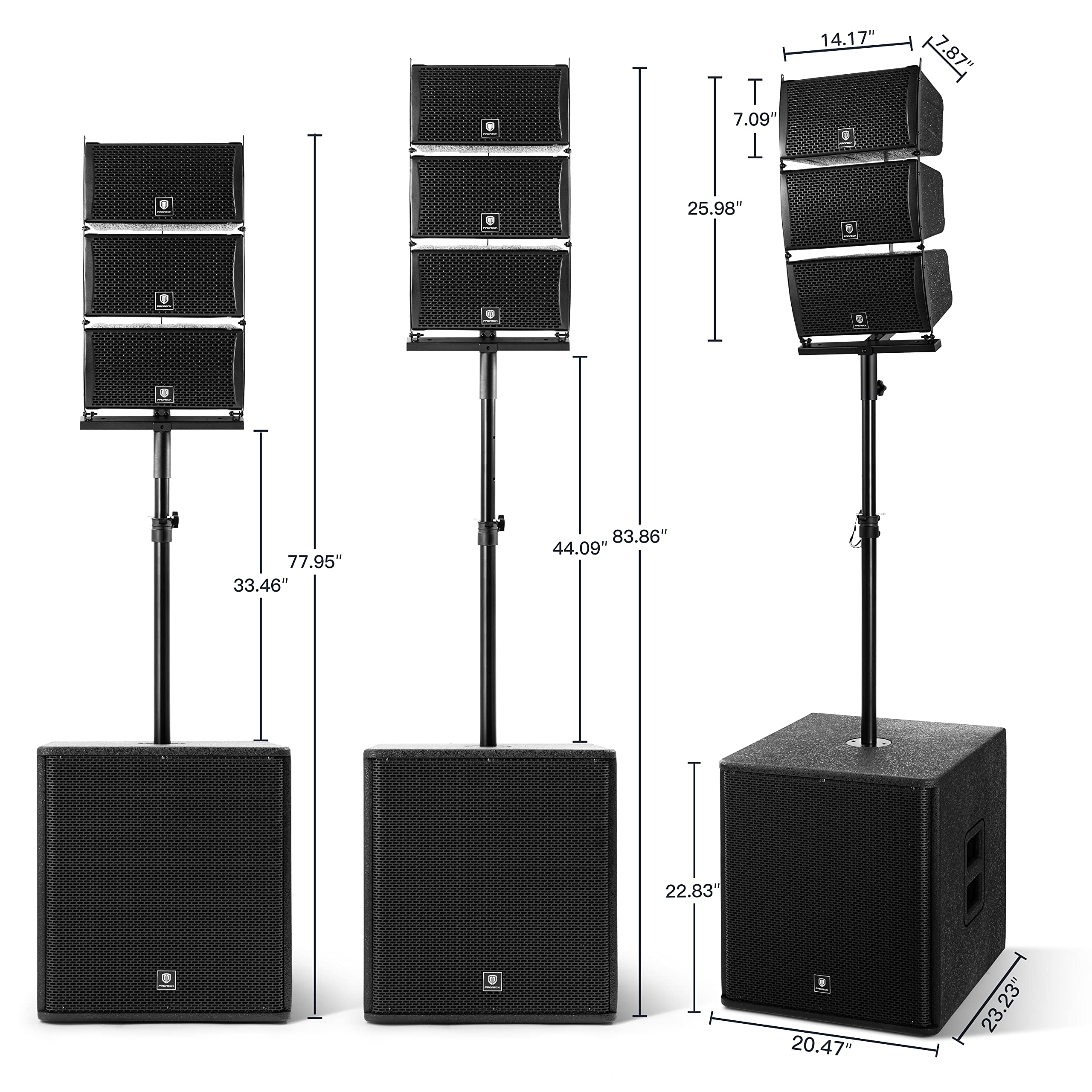 Proreck Club 8000 18 Inch 8000W P.M.P.O Stereo Dj/Powered Pa Speaker System Combo Set 6 Line Array Speakers And Two 18 Inch Subwoofers With Bluetooth/Usb Drive Read/Sd Card/Remote Control