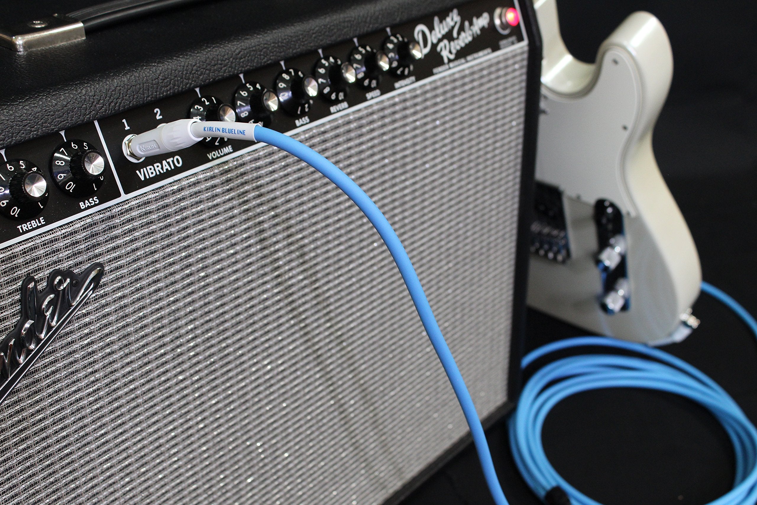 Kirlin Cable Bli 202Wfgl 20/Be 20 Feet Straight To Right Angle 1/4 Inch Plug Blueline Instrument Cable With Blue Pvc Jacket