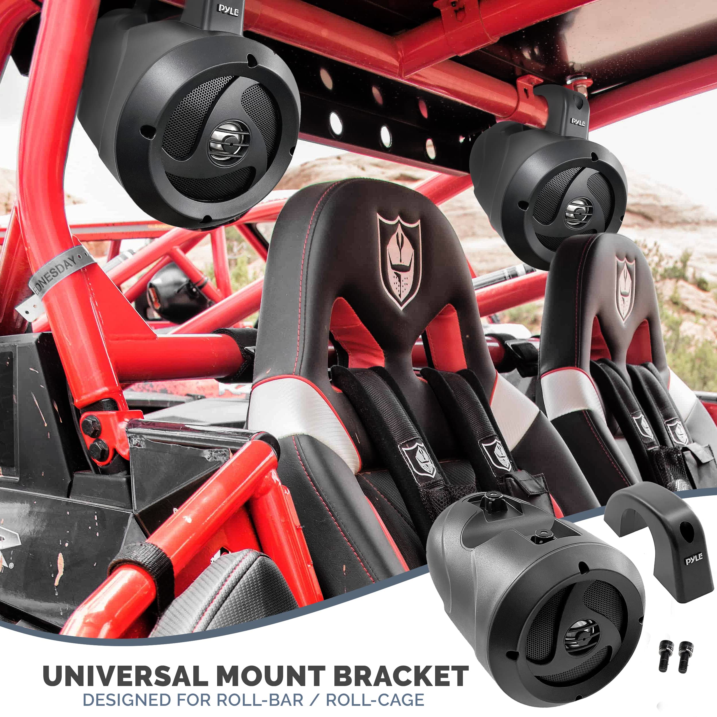 Pyle 2-Way Dual Waterproof Off-Road Speakers - 4 Inch 900W Marine Grade Wakeboard Tower Speakers System, Full Range Outdoor Audi