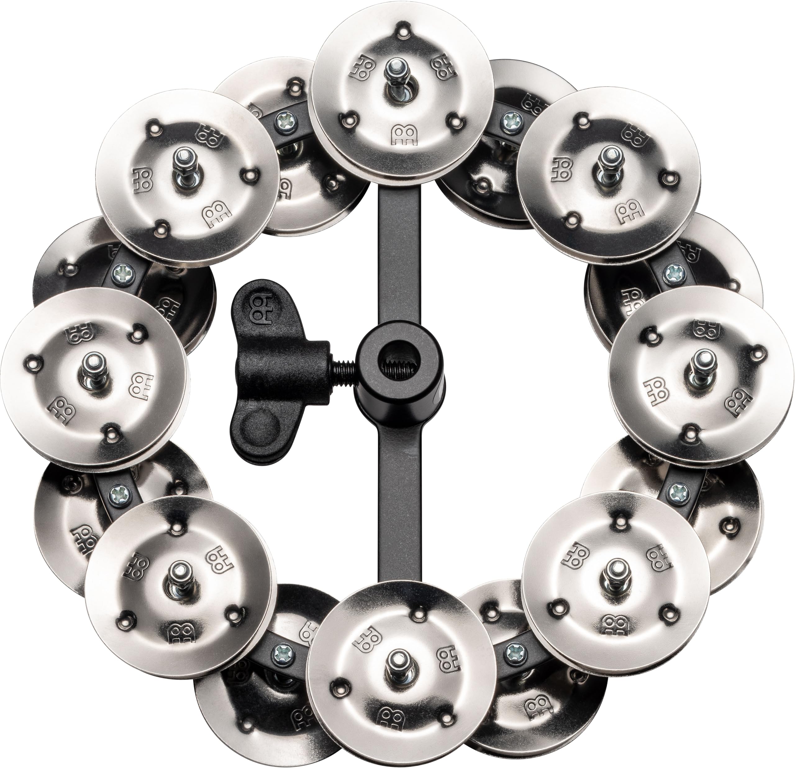 Meinl Percussion Hthh2Bk Headliner Series Hi Hat Tambourine With Double Row Steel Jingles 5 Inch   Black