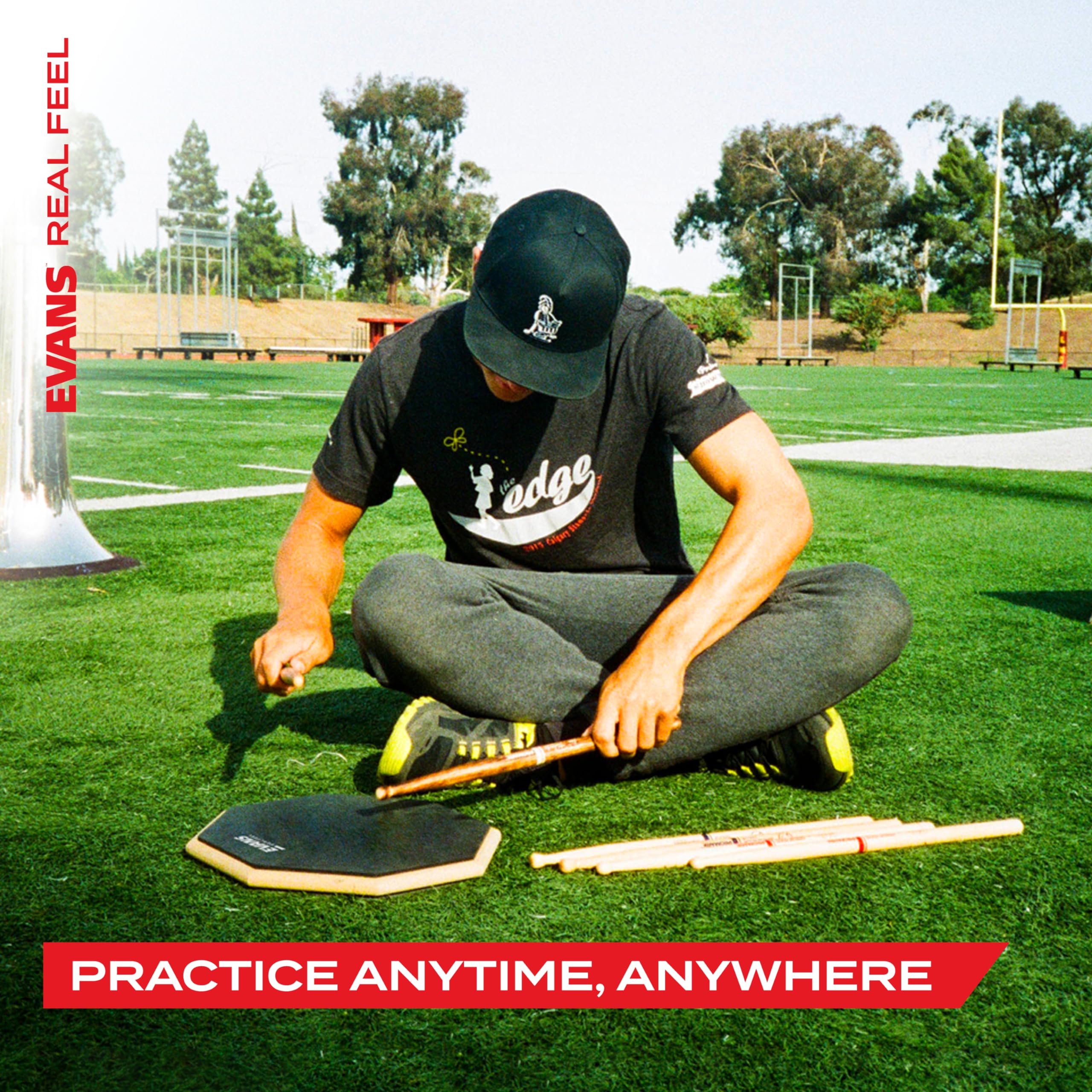 Evans Realfeel Folding Bass Pedal Practice Pad   Kick Drum Practice Pad   Fits Single And Double Pedals   Realistic Rebound