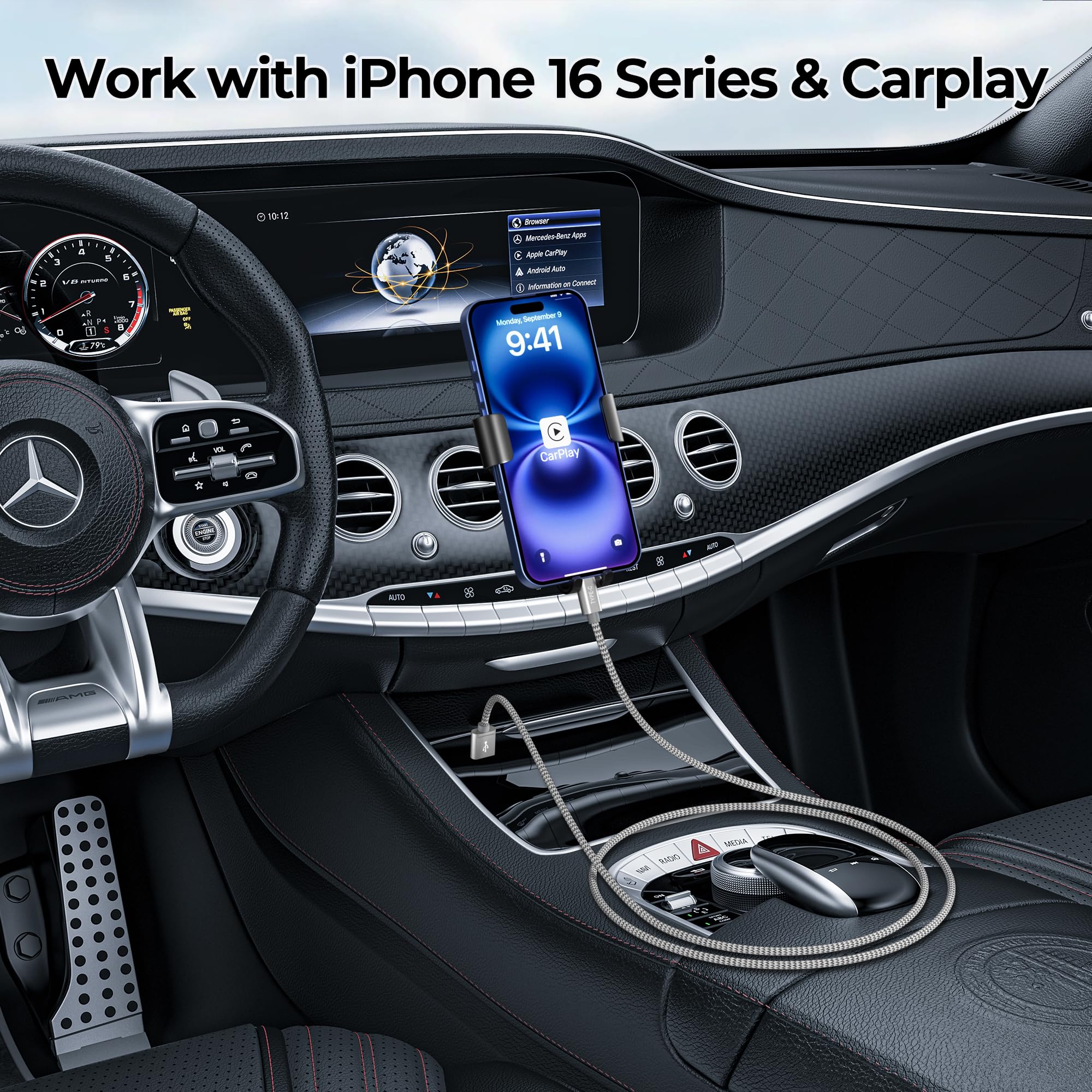 Basesailor For Iphone 16 Car Charger Cable 3.3Ft 2 Pack,Usb C Charging Cord For New Iphone 16E 15 Pro Max Plus 2024,Samsung Gala