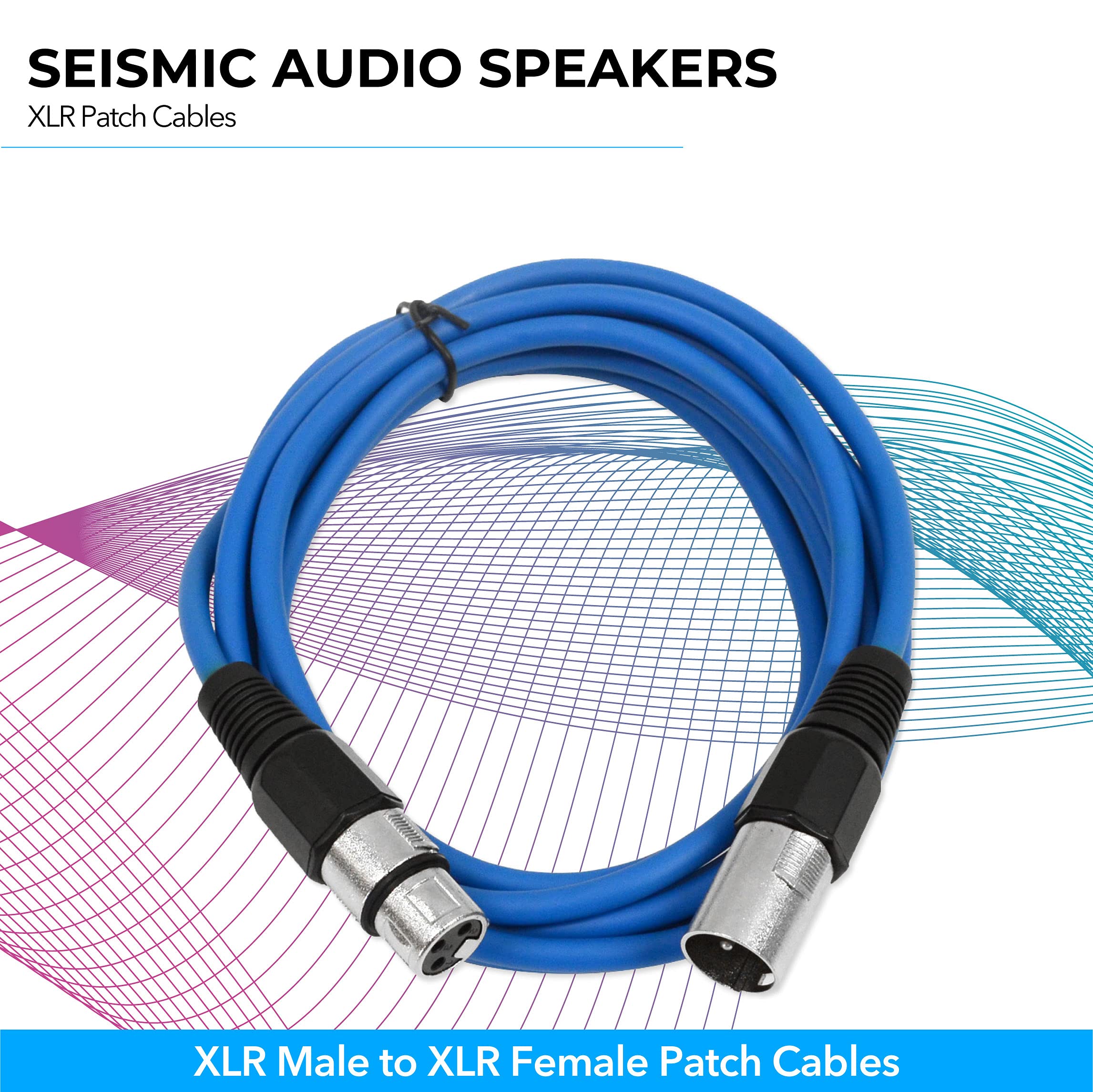 Seismic Audio Speakers 10 Foot Xlr Patch Cables, Male To Female, Multiple Colors, Pack Of 6