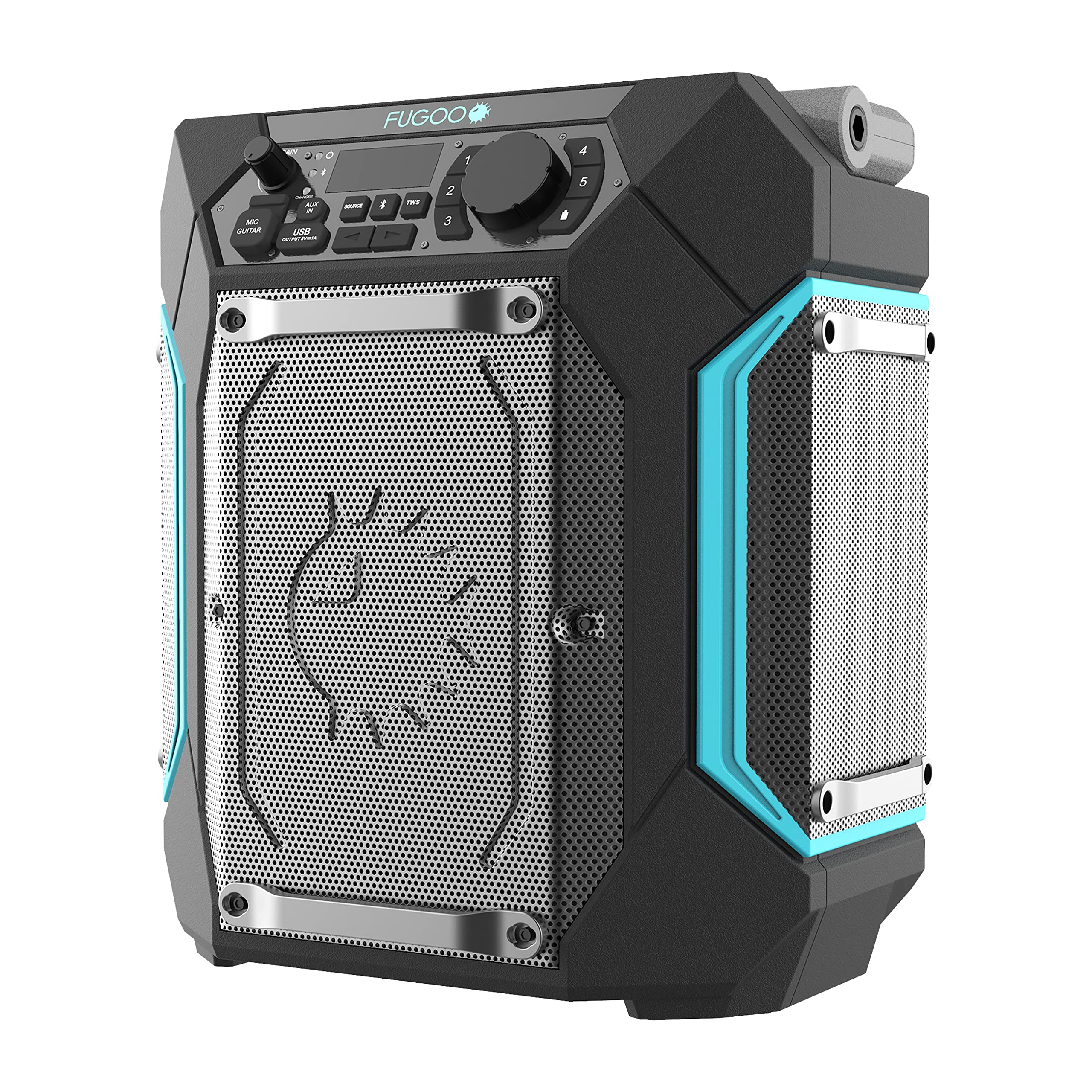 Fugoo Traveler | Portable Indoor/Outdoor Bluetooth Speaker | 100W, 7 Inch Sub, 48 Hour Playtime | 270 Degree Audio | Ipx4 Water Resistant | Use As Pa System � Mic/Guitar Input & Usb Port